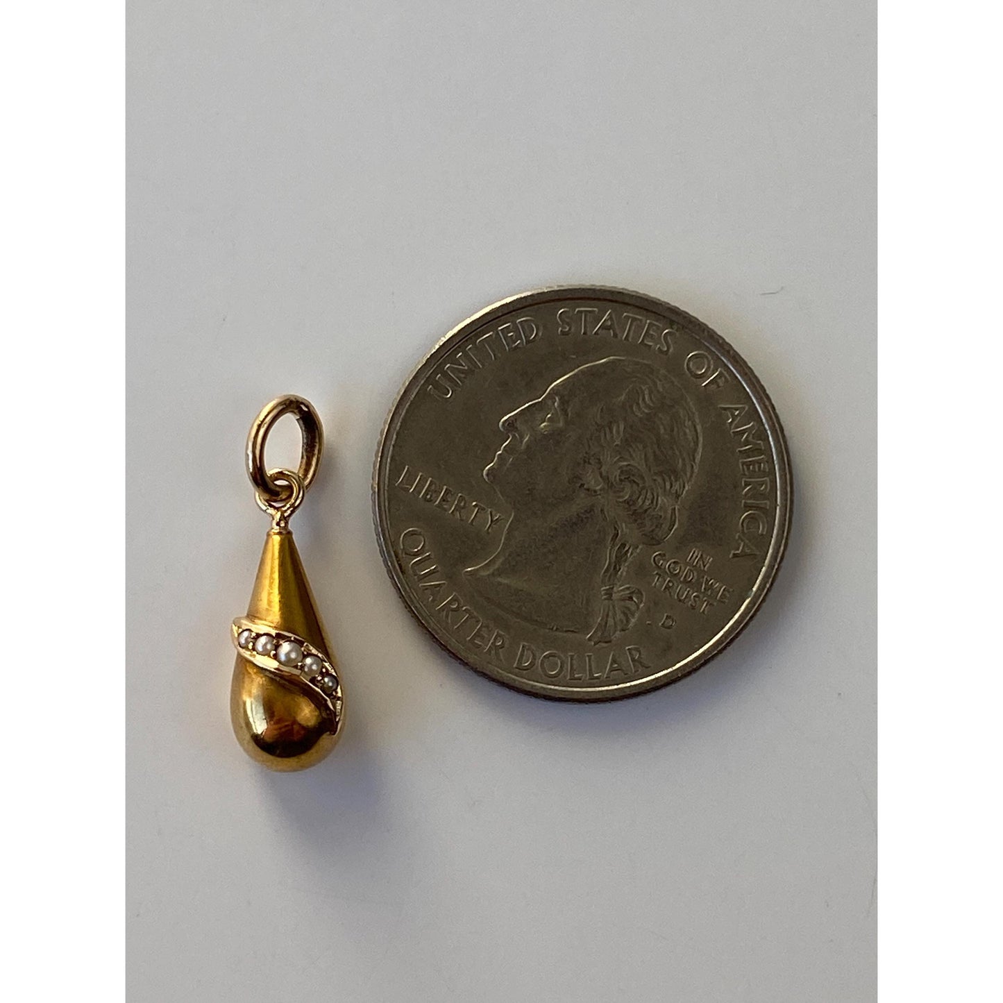 Vintage Solid 14k Yellow Gold Seed Pearl Teardrop Stick Pin Conversion Charm