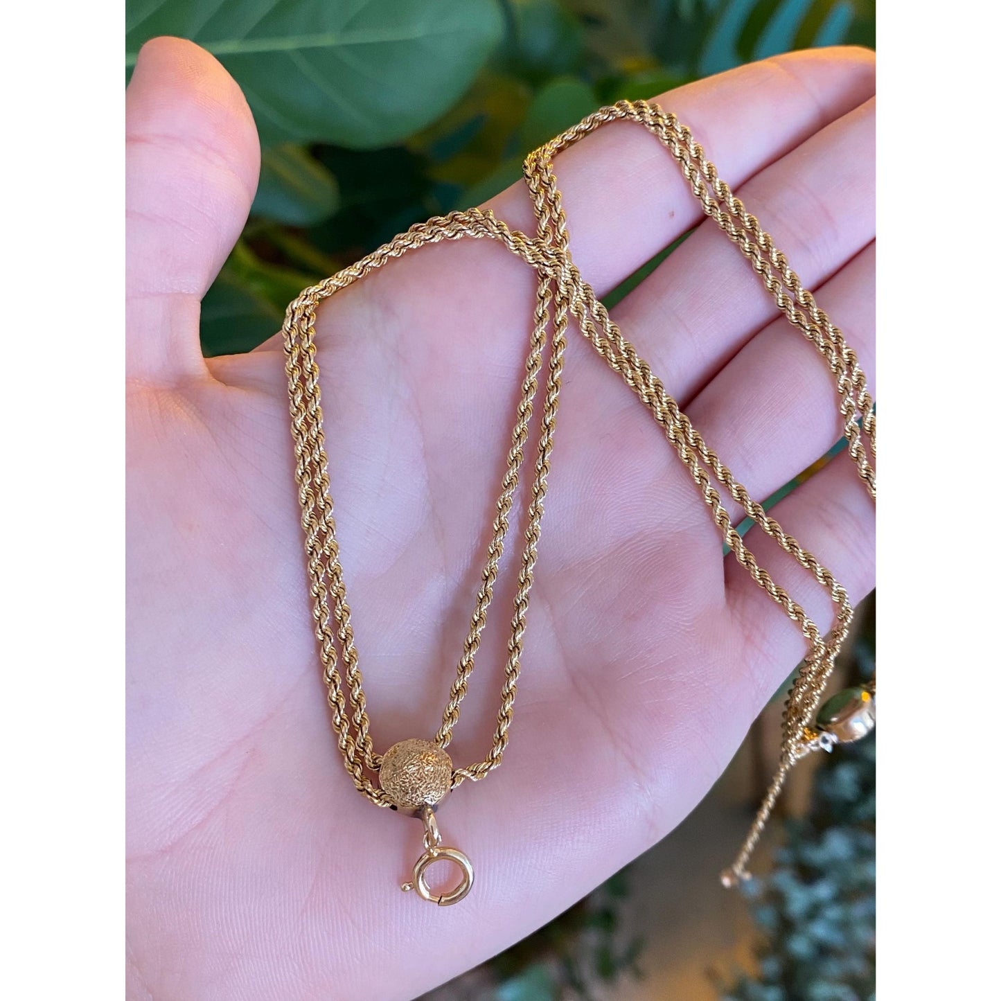 Solid 14k Yellow Gold Rope Chain Convertible Necklace Double Strand Bracelet - 15.75 inches