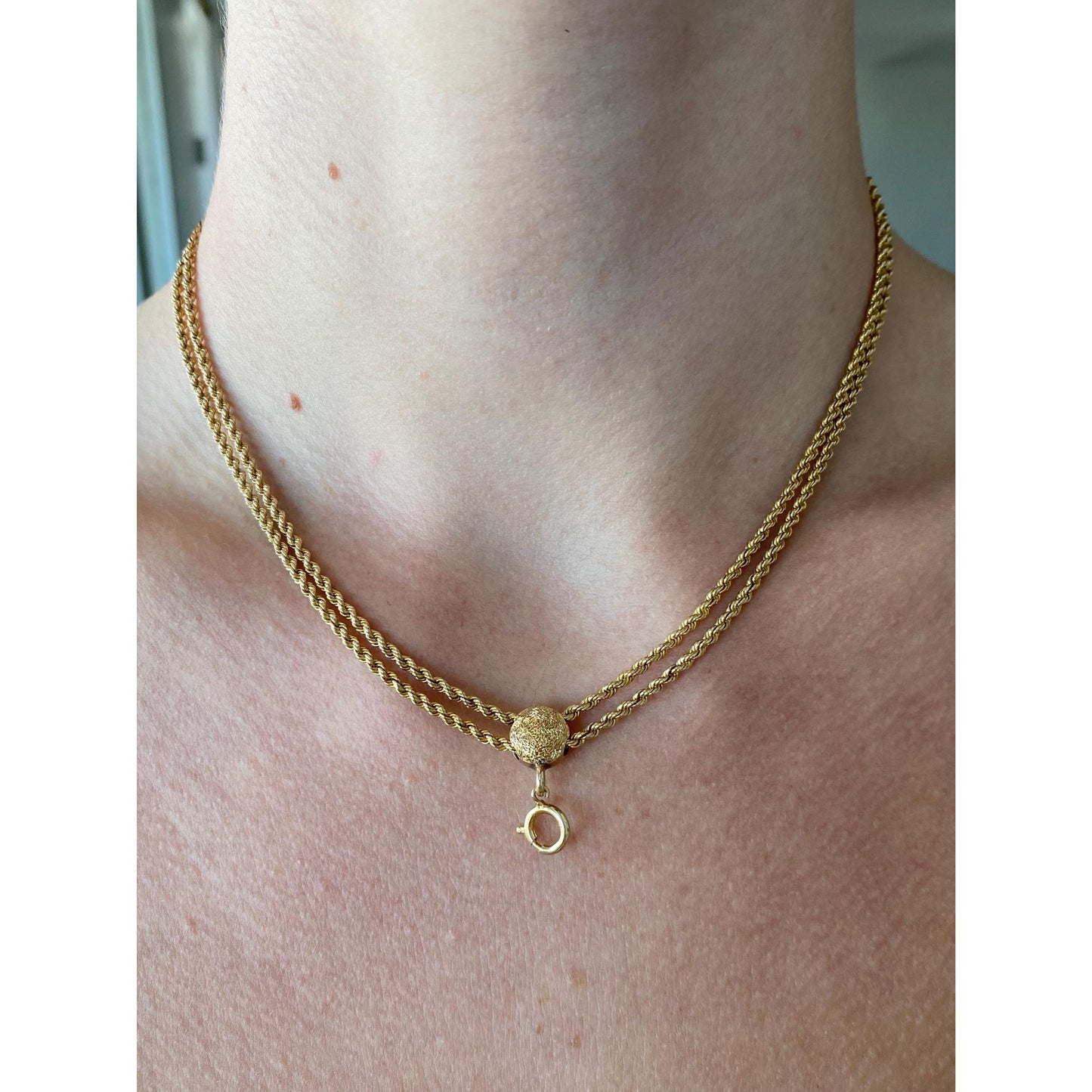 Solid 14k Yellow Gold Rope Chain Convertible Necklace Double Strand Bracelet - 15.75 inches