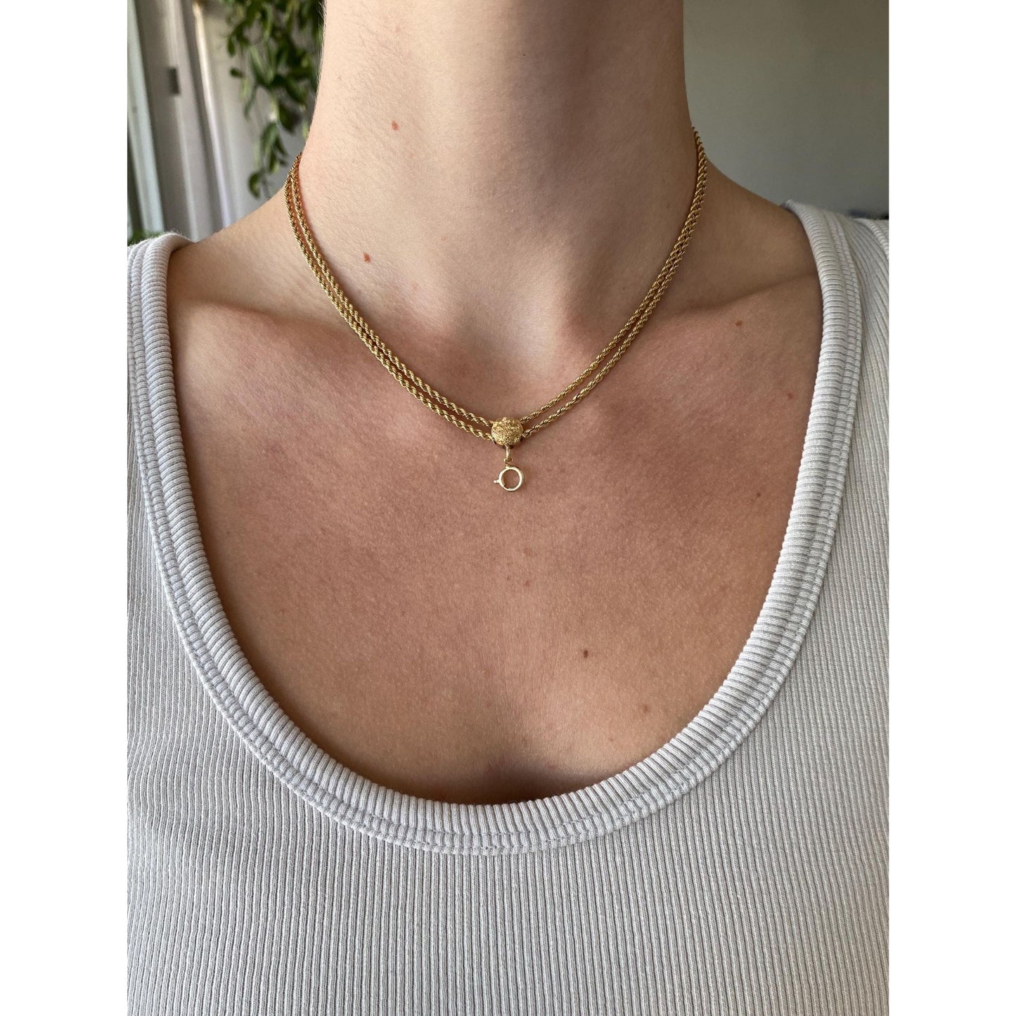 Solid 14k Yellow Gold Rope Chain Convertible Necklace Double Strand Bracelet - 15.75 inches