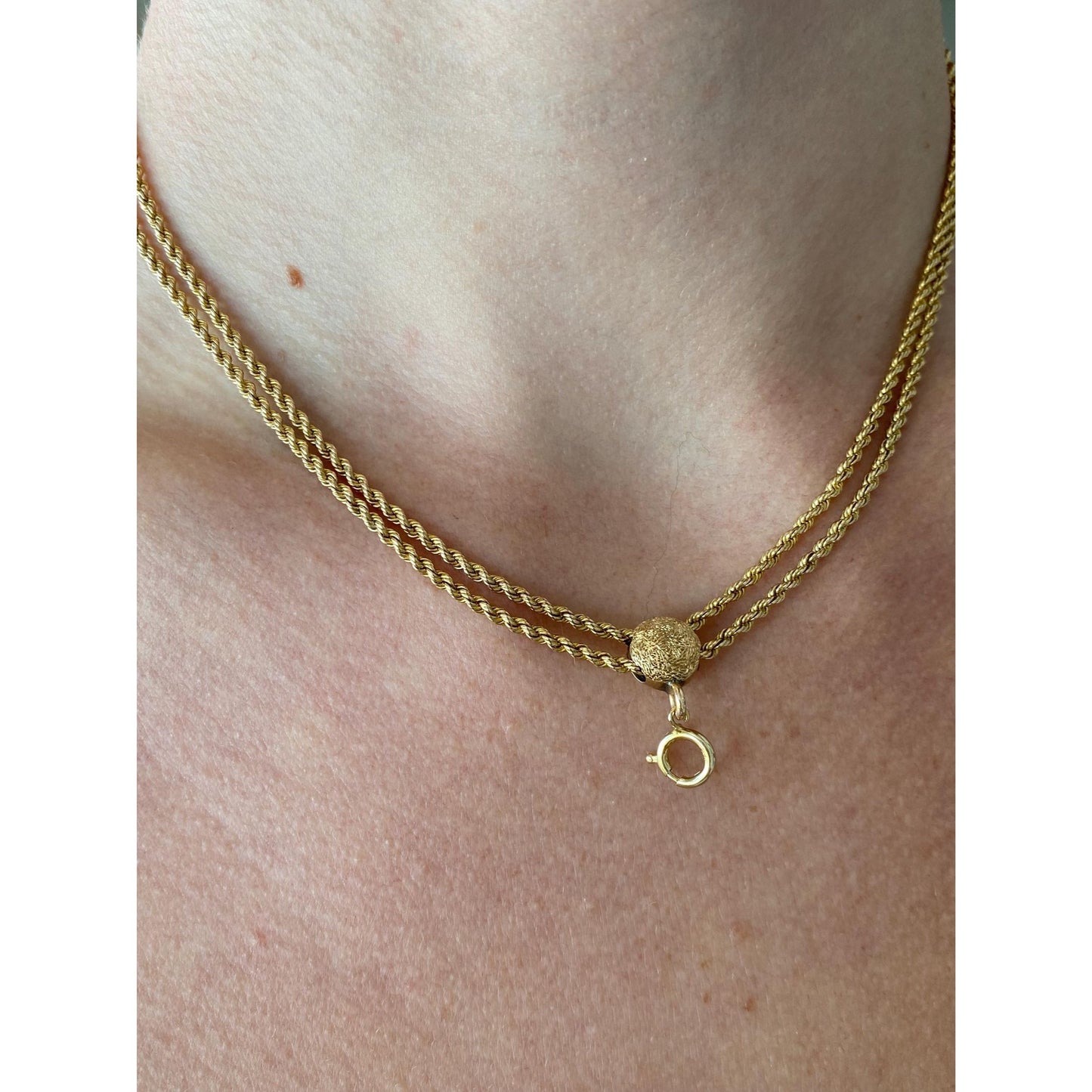 Solid 14k Yellow Gold Rope Chain Convertible Necklace Double Strand Bracelet - 15.75 inches