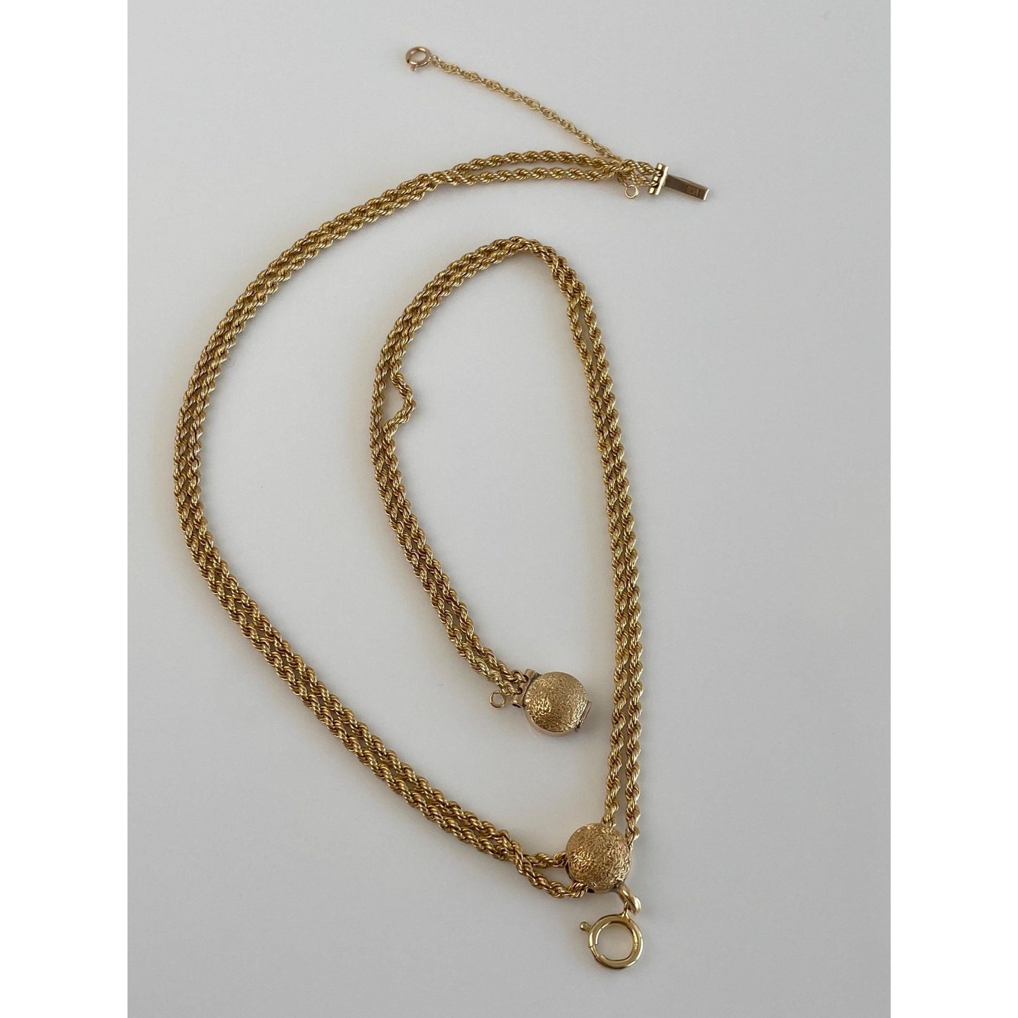 Solid 14k Yellow Gold Rope Chain Convertible Necklace Double Strand Bracelet - 15.75 inches