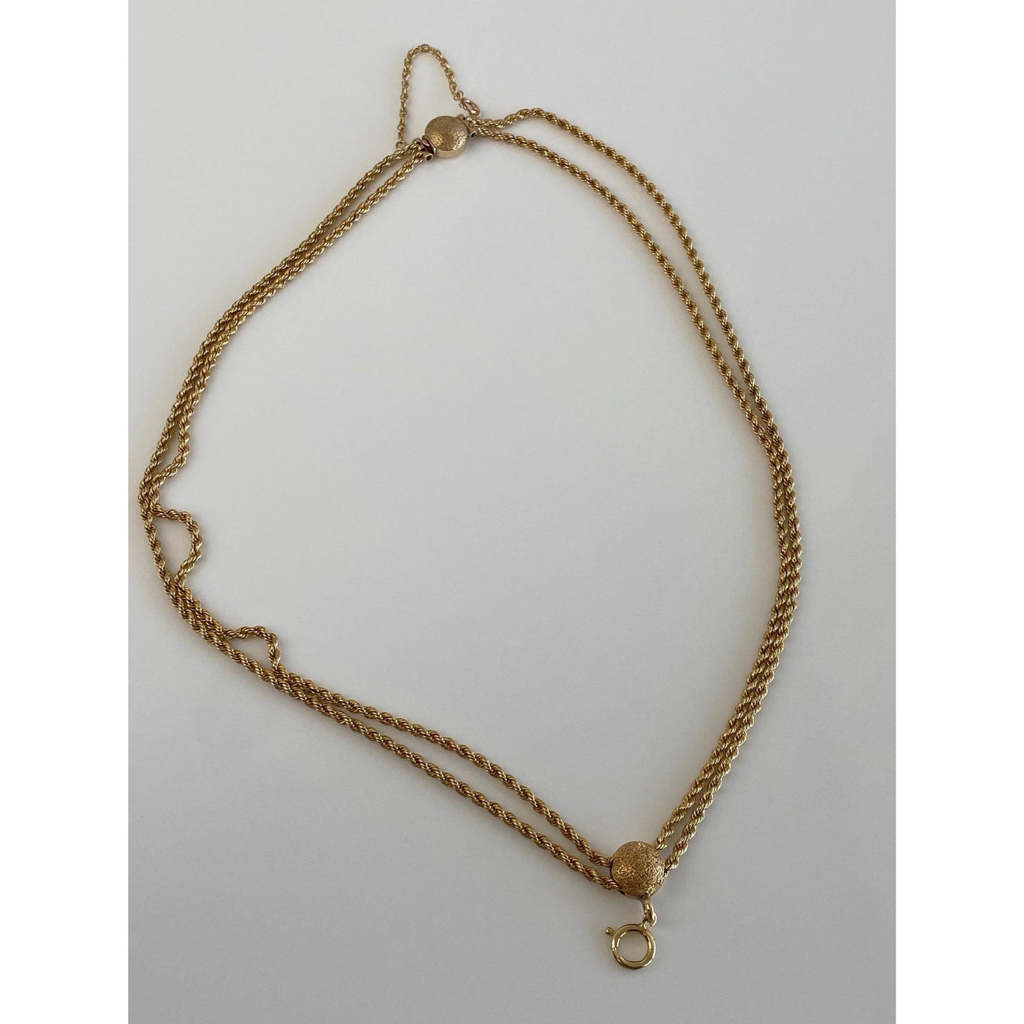 Solid 14k Yellow Gold Rope Chain Convertible Necklace Double Strand Bracelet - 15.75 inches