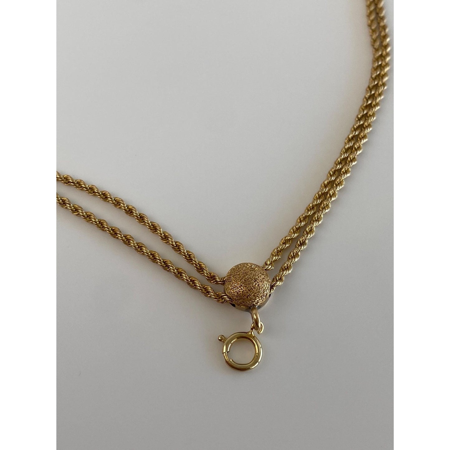 Solid 14k Yellow Gold Rope Chain Convertible Necklace Double Strand Bracelet - 15.75 inches