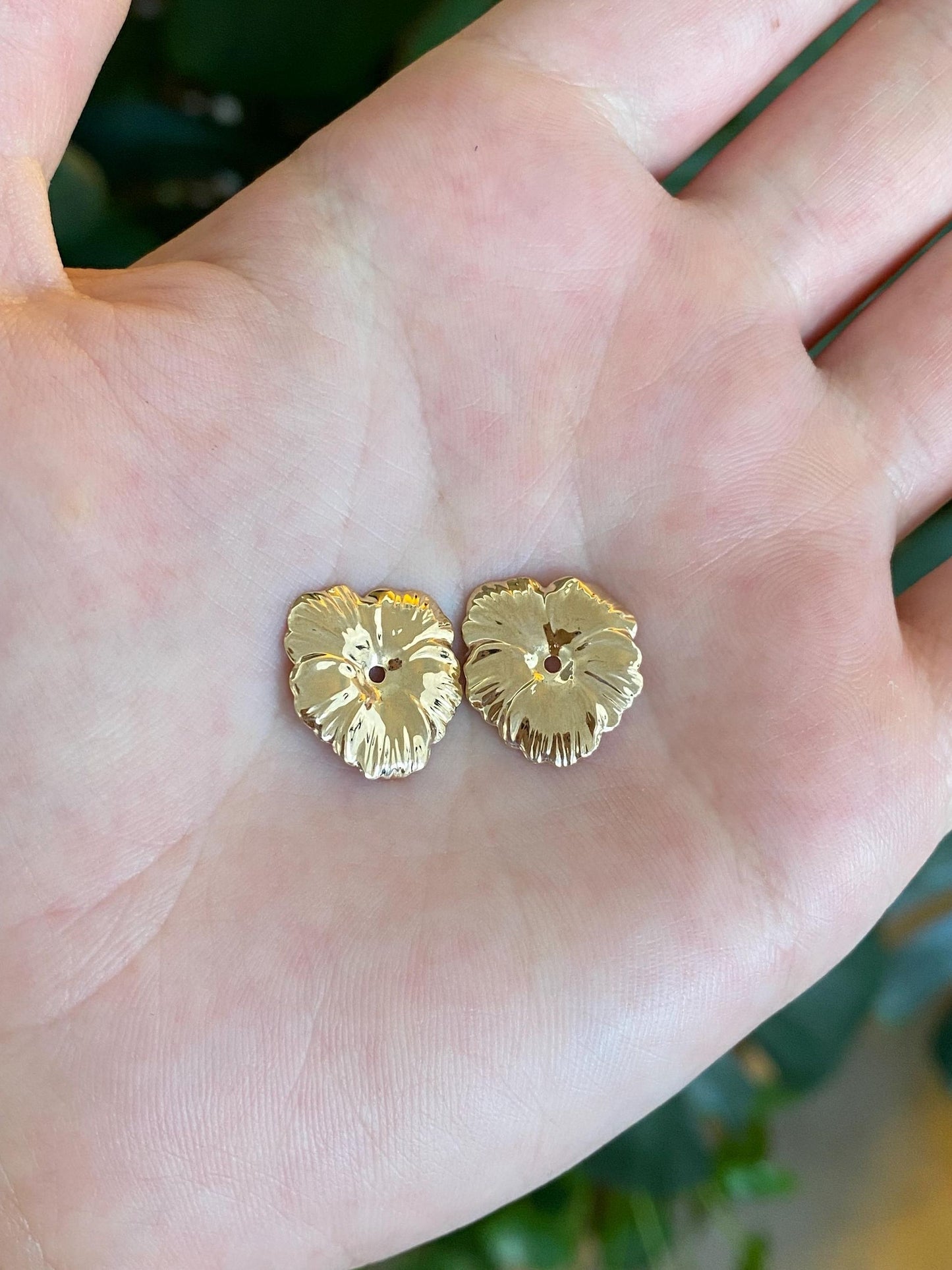 Vintage Solid 14k Yellow Gold Flower Earring Jackets