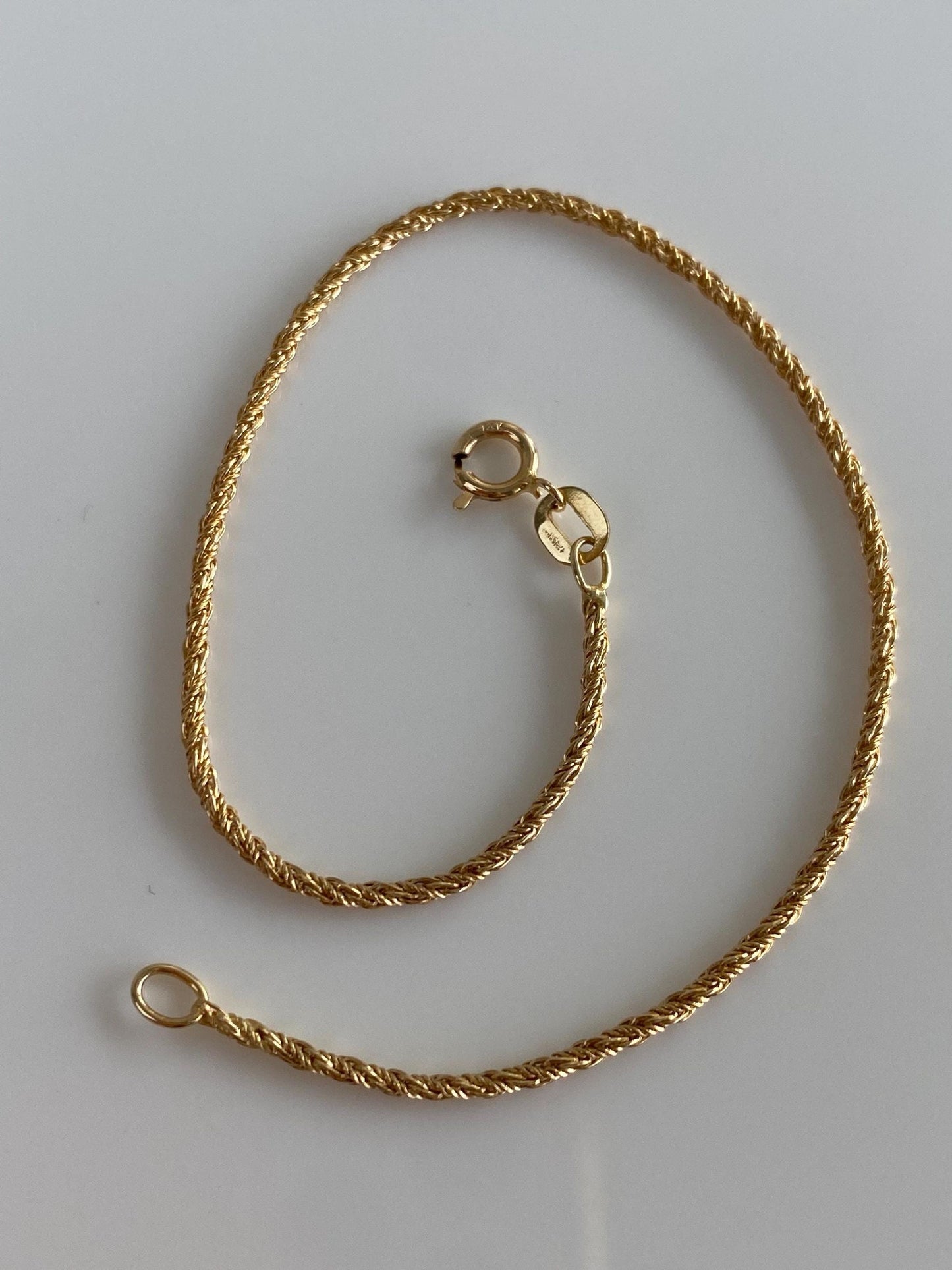 Vintage Solid 14k Yellow Gold Twist Style Chain Bracelet - 7.25 inches