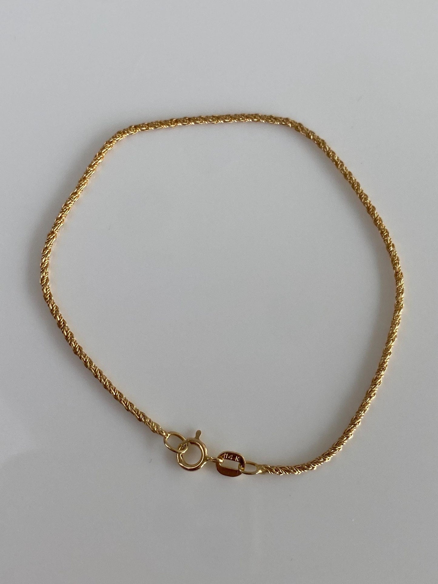 Vintage Solid 14k Yellow Gold Twist Style Chain Bracelet - 7.25 inches