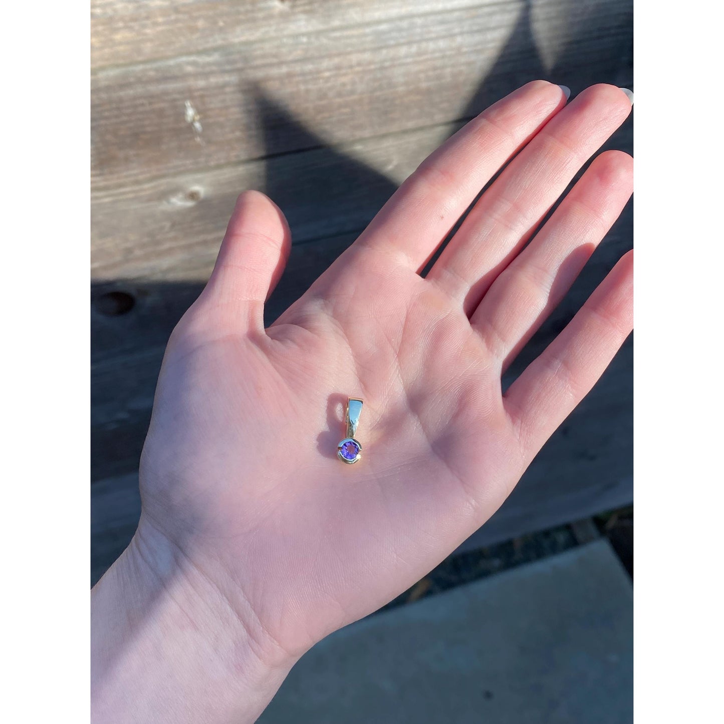 Vintage Solid 14k Yellow Gold Amethyst Charm