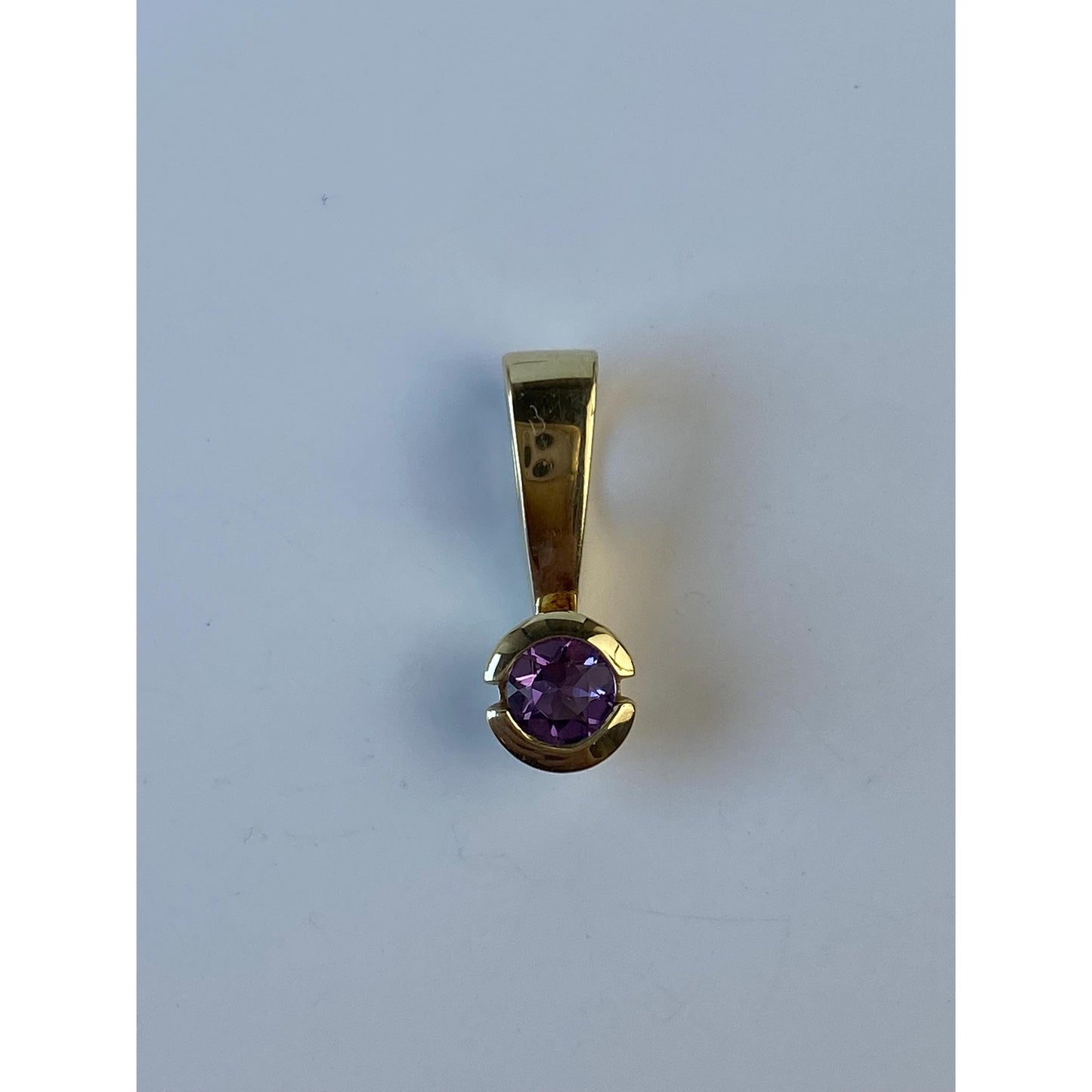 Vintage Solid 14k Yellow Gold Amethyst Charm