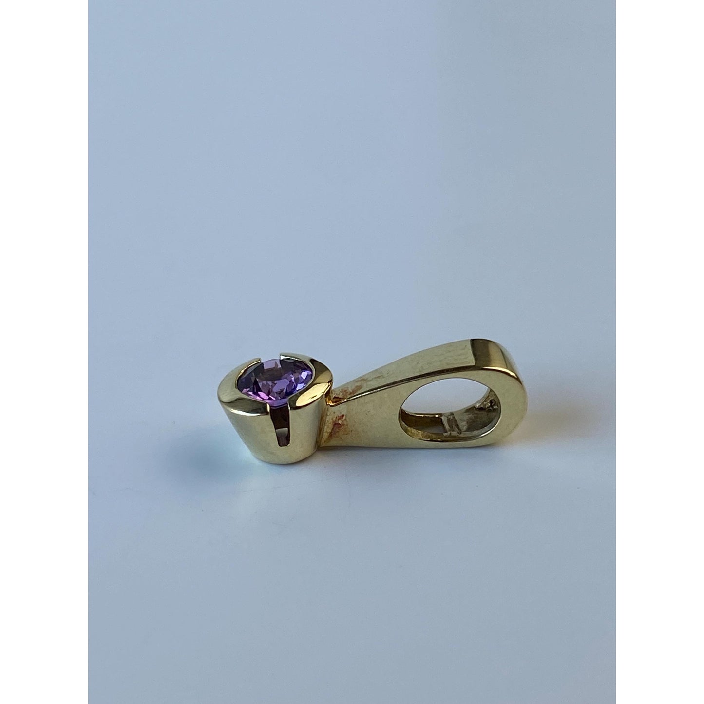 Vintage Solid 14k Yellow Gold Amethyst Charm