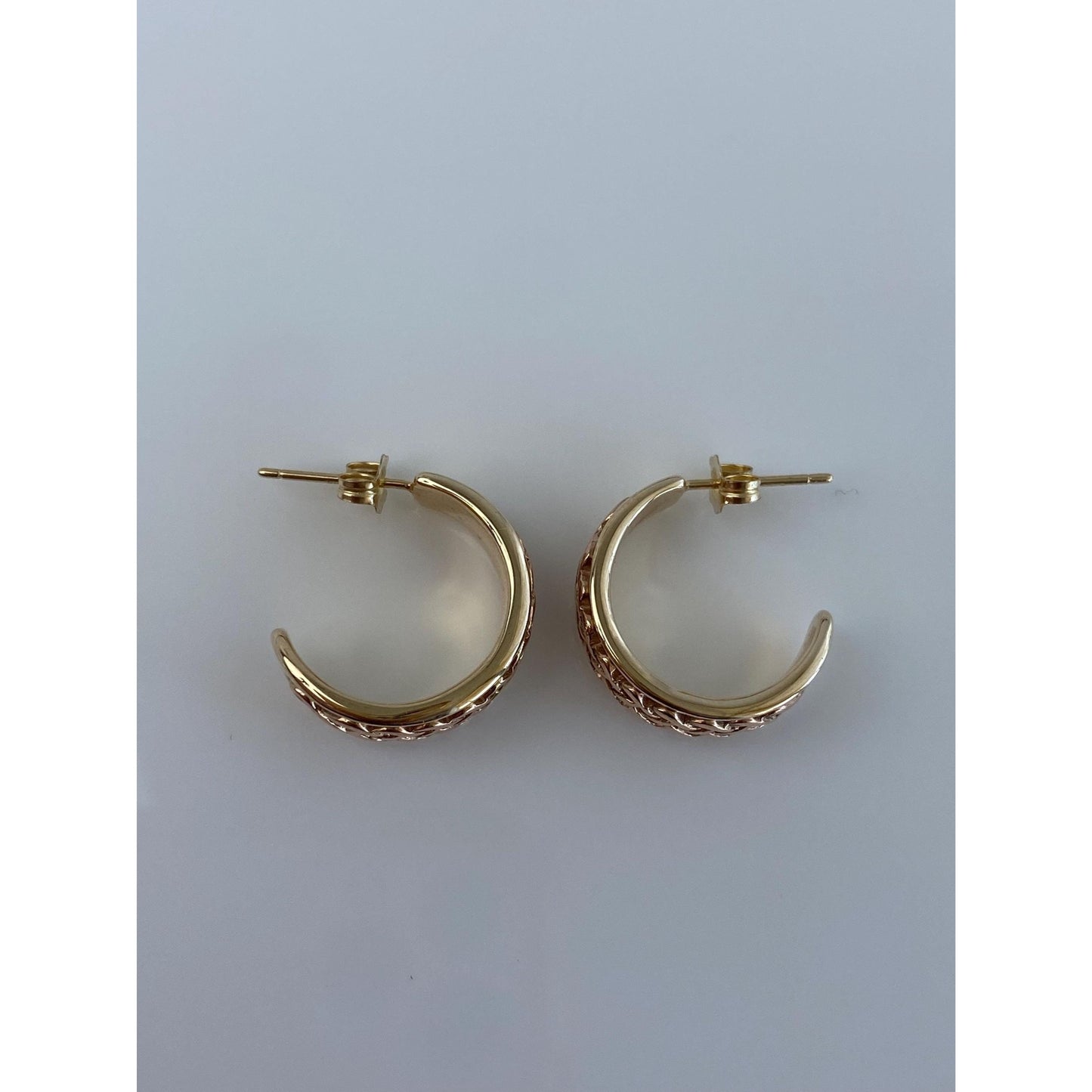 Vintage Solid 10k Yellow Gold Celtic Design Hoop Earrings