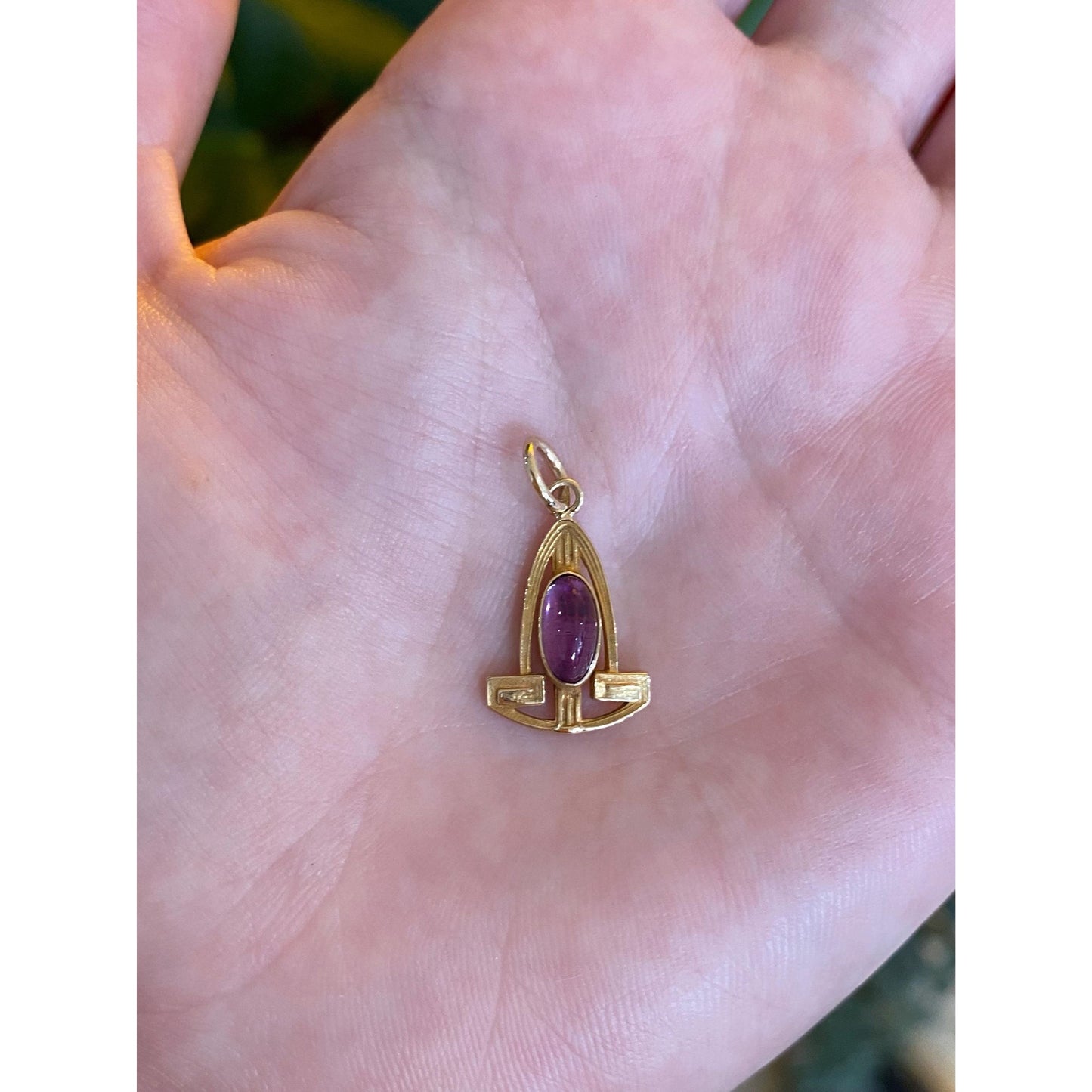 Vintage Solid 14k Yellow Gold Amethyst Stick Pin Conversion Charm