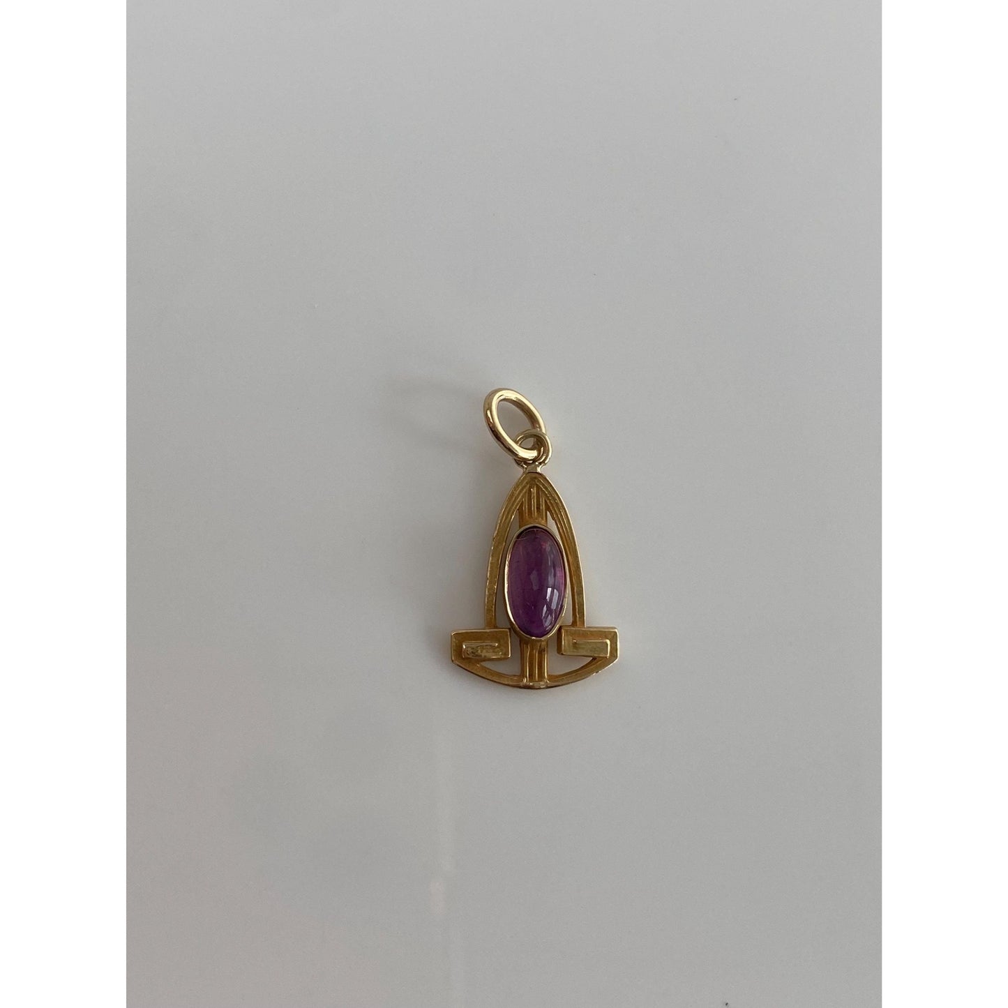 Vintage Solid 14k Yellow Gold Amethyst Stick Pin Conversion Charm