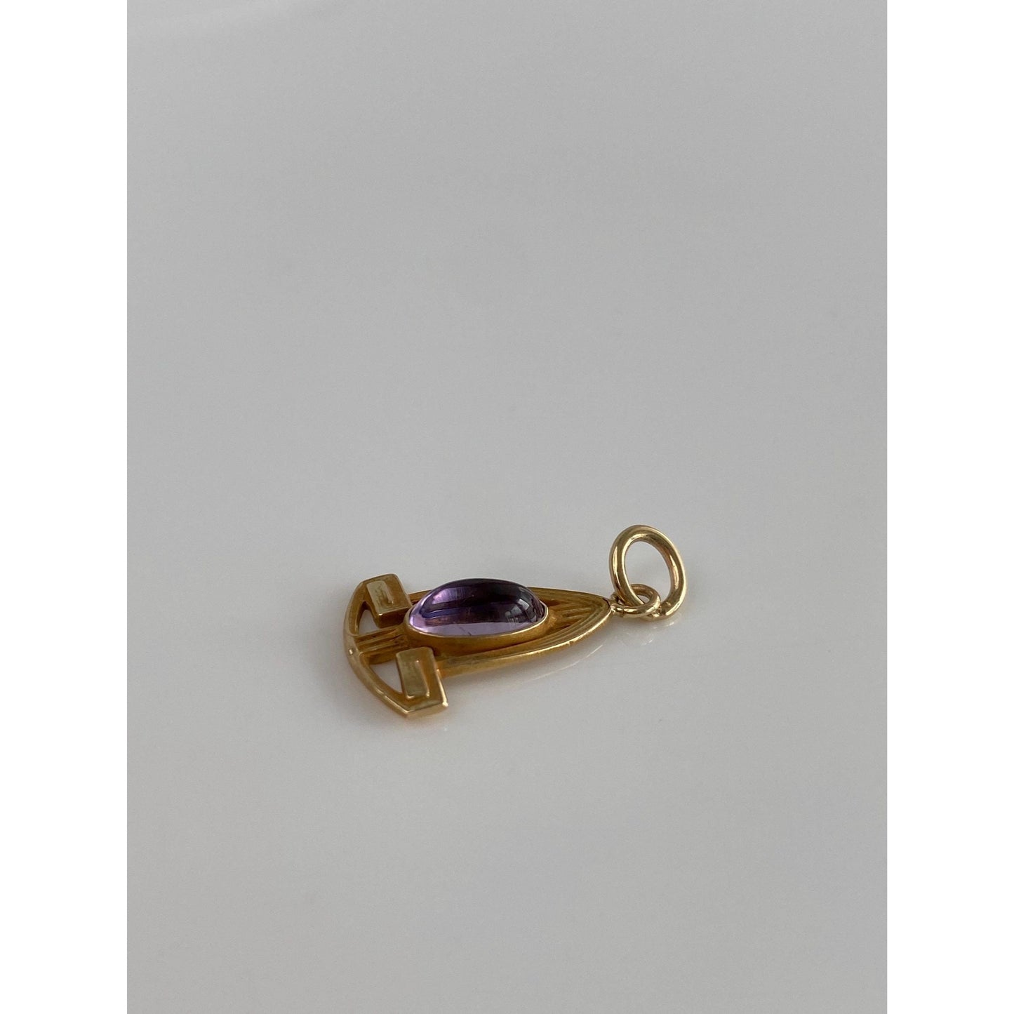 Vintage Solid 14k Yellow Gold Amethyst Stick Pin Conversion Charm