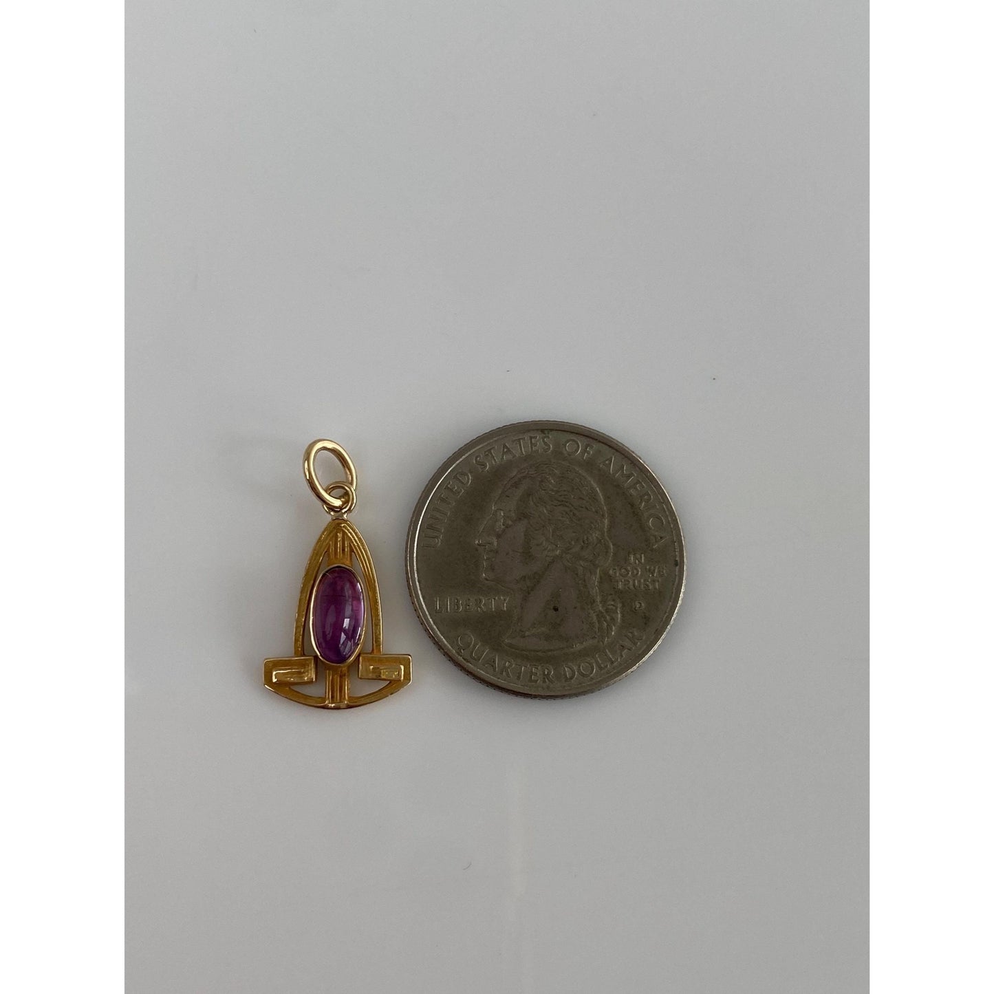 Vintage Solid 14k Yellow Gold Amethyst Stick Pin Conversion Charm
