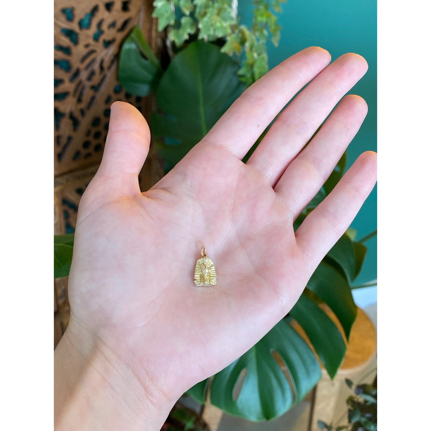 Vintage Solid 14k Yellow Gold Egyptian Pharaoh Charm