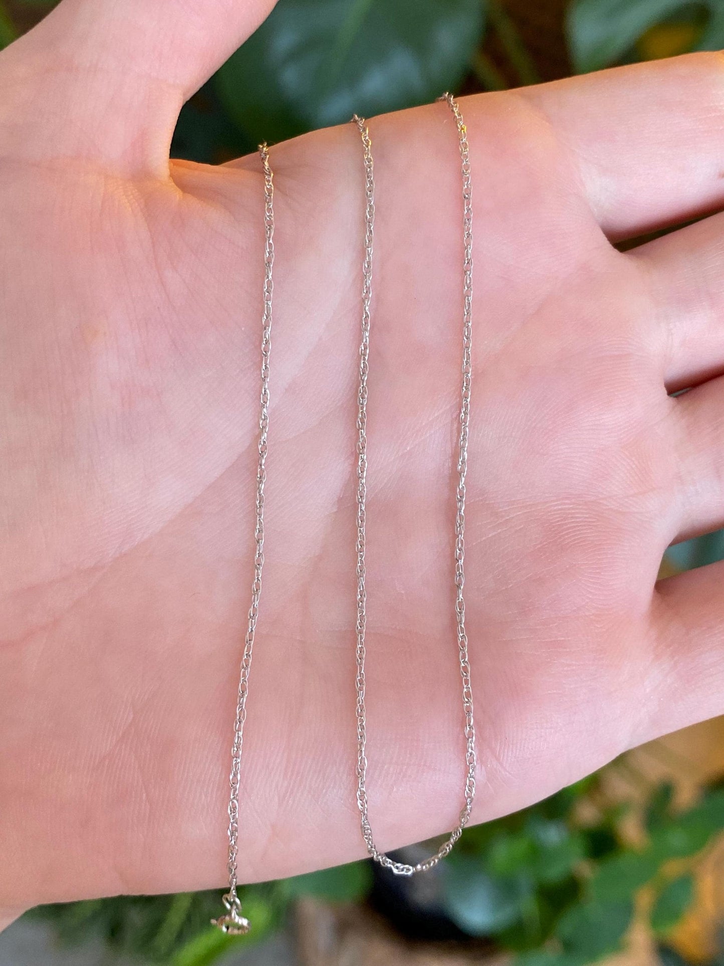 Vintage Solid 14k White Gold Chain Necklace - 16 inches