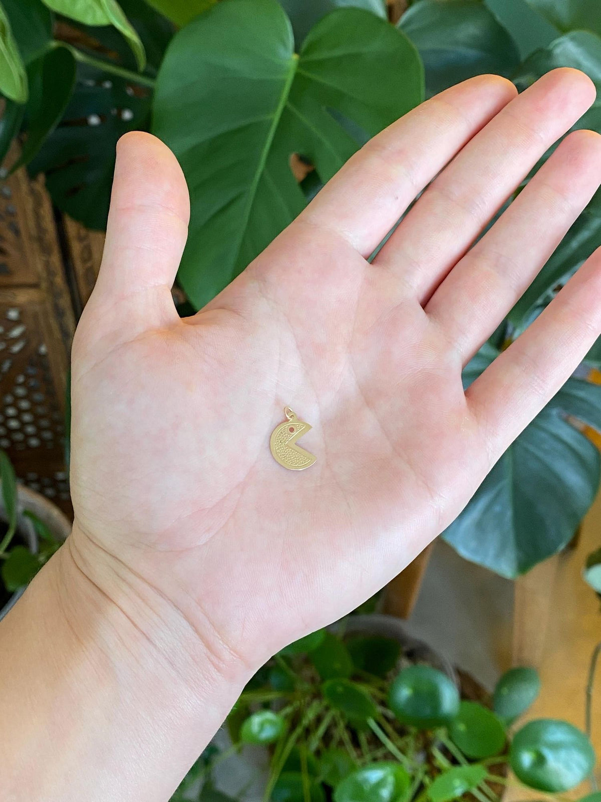 Vintage Solid 14k Yellow Gold Pacman Charm