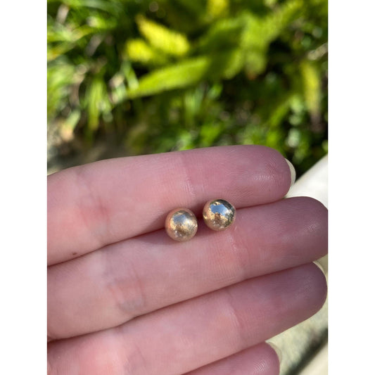 Vintage 14k Yellow Gold Satin Ball Stud Earrings