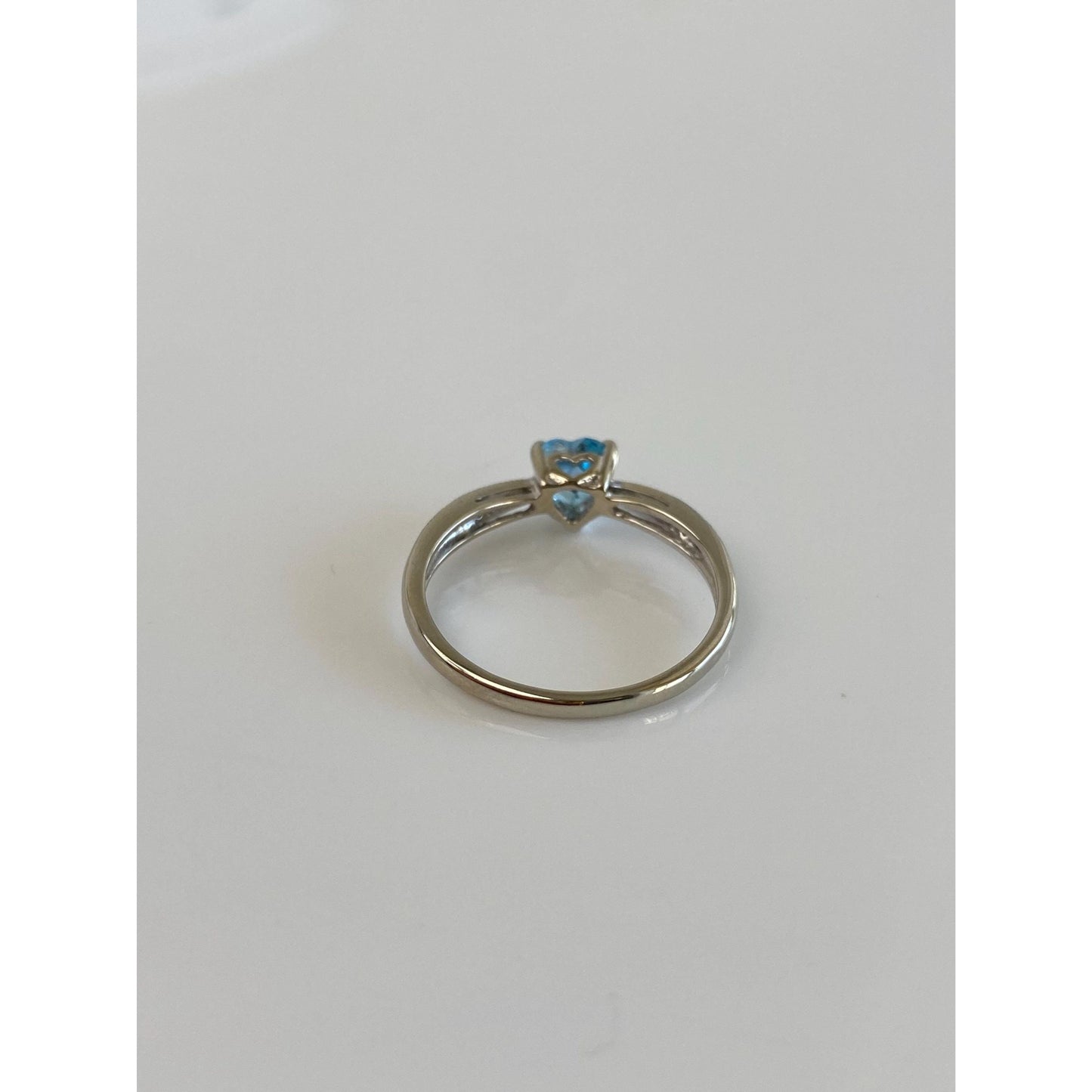 Vintage Solid 10k White Gold Diamond Topaz Heart Ring - Size 6.25