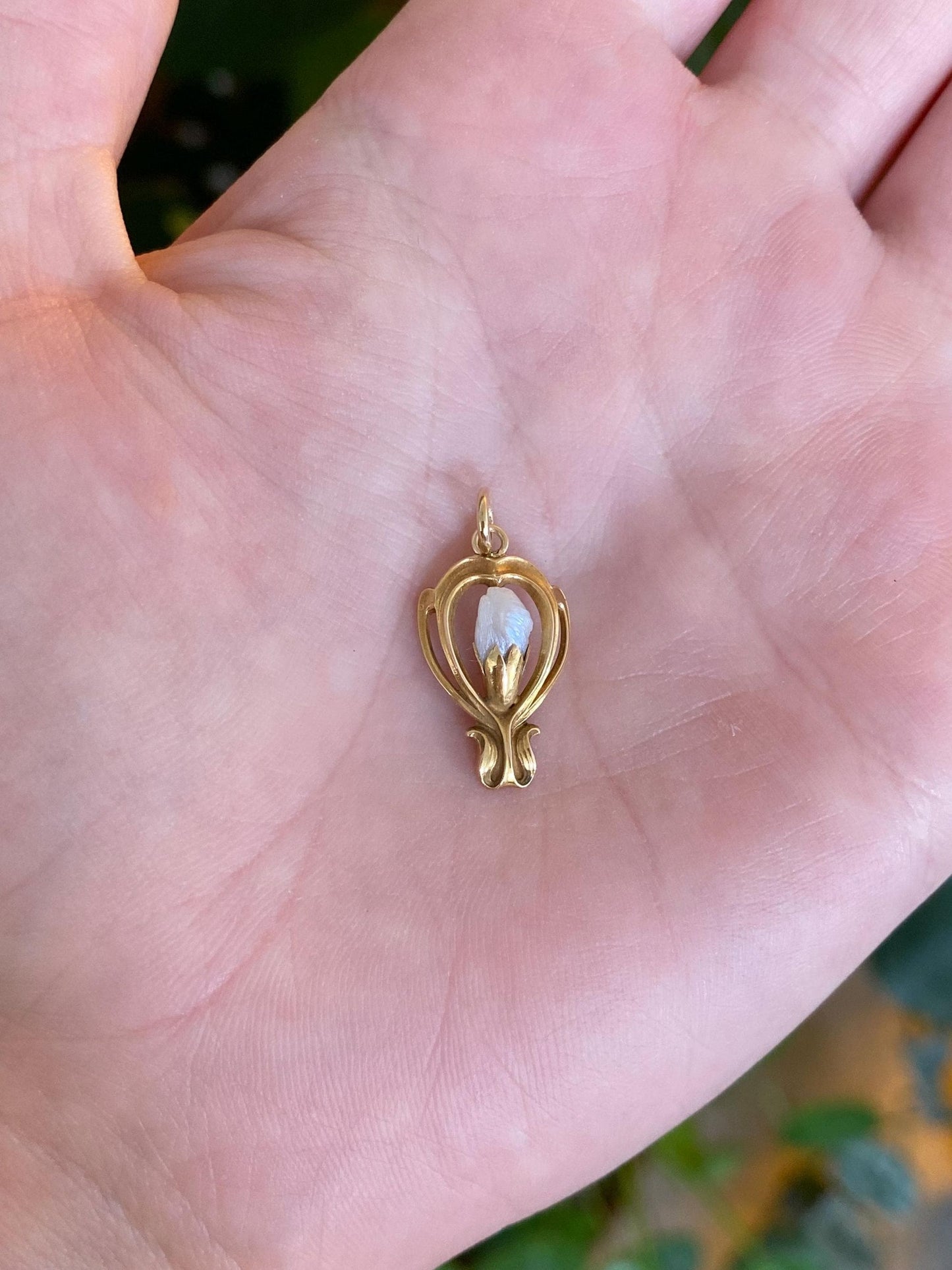 Vintage Solid 14k Yellow Gold Freeform Pearl Stick Pin Conversion Charm