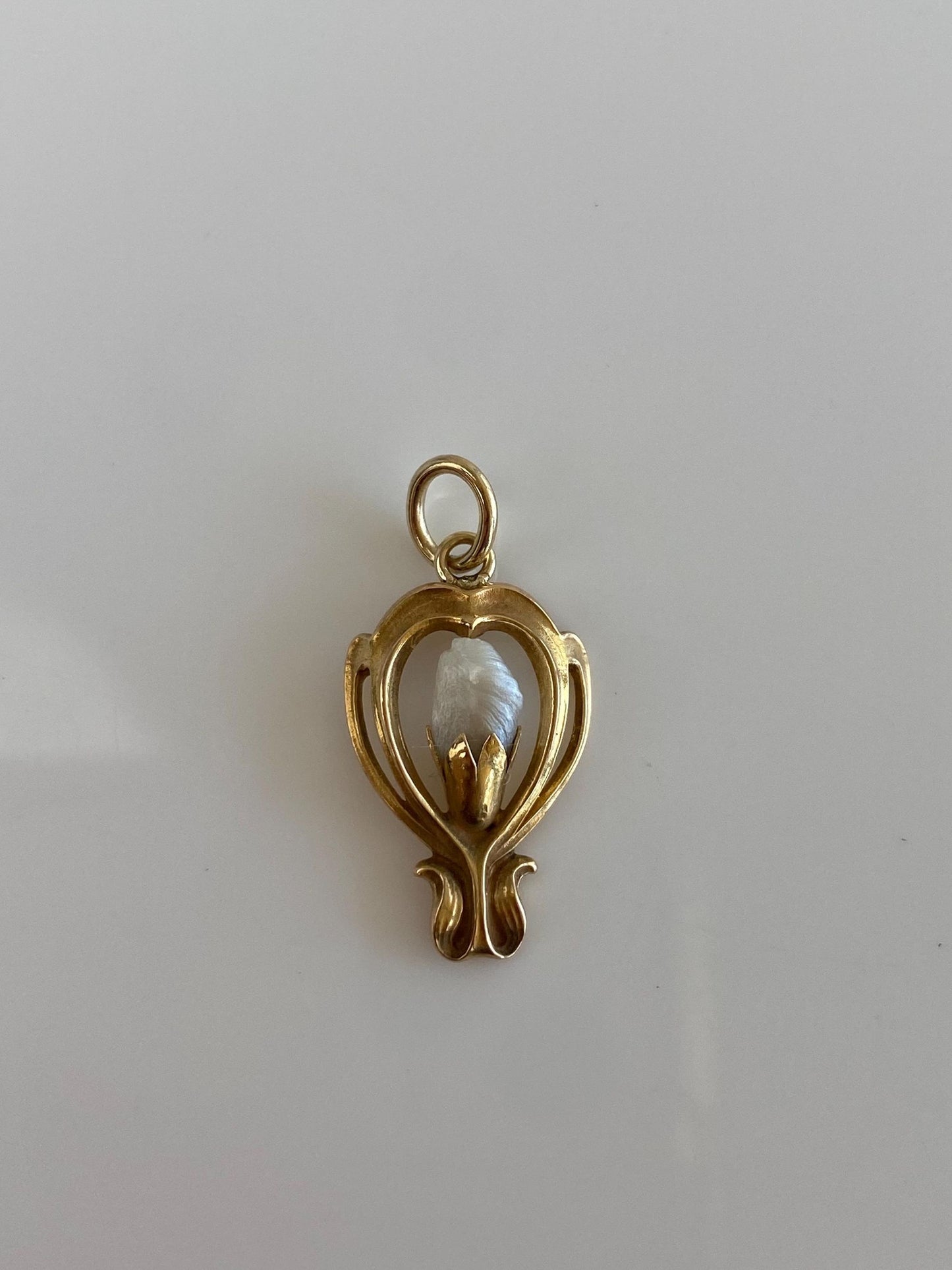 Vintage Solid 14k Yellow Gold Freeform Pearl Stick Pin Conversion Charm
