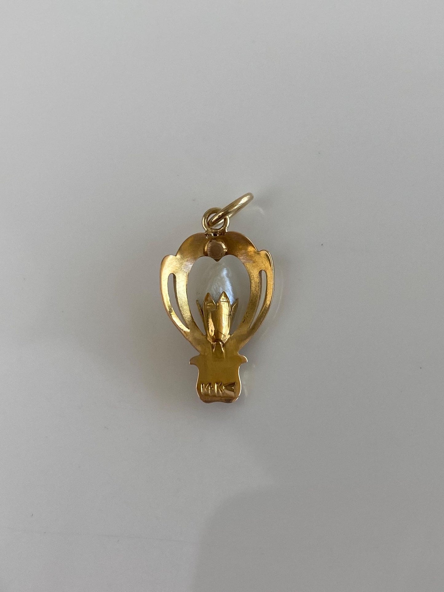 Vintage Solid 14k Yellow Gold Freeform Pearl Stick Pin Conversion Charm