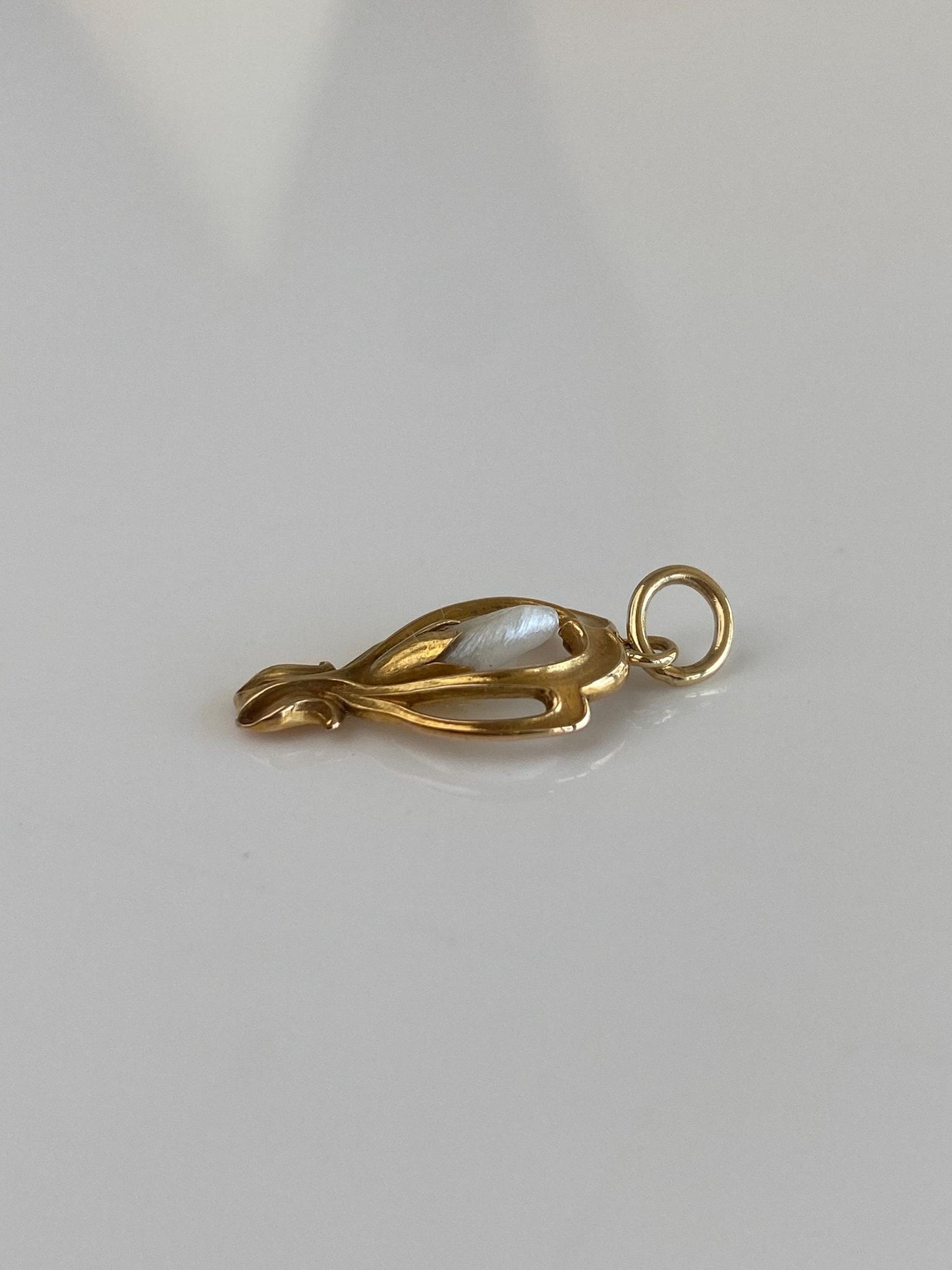 Vintage Solid 14k Yellow Gold Freeform Pearl Stick Pin Conversion Charm
