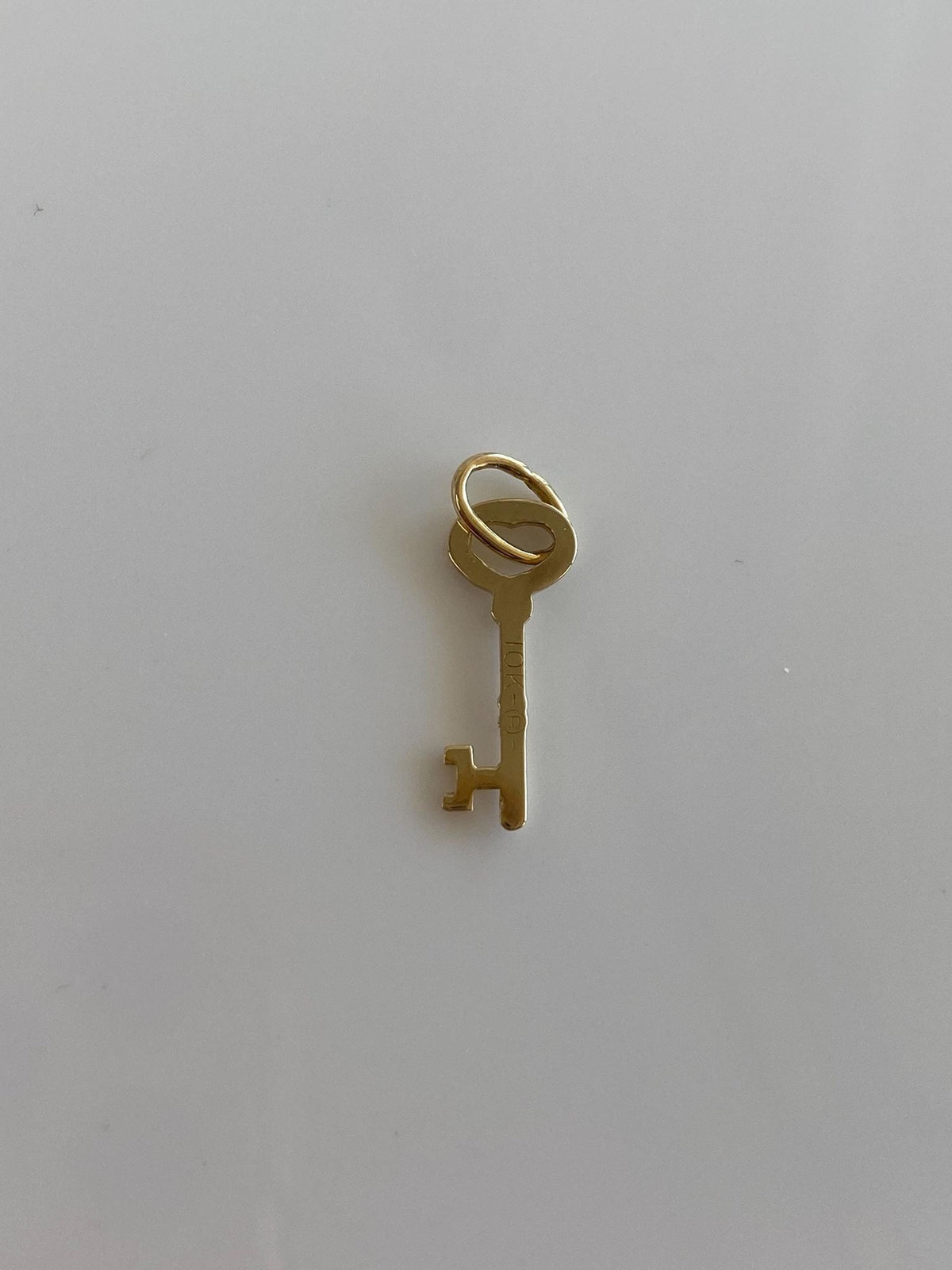 Vintage 10k Yellow Gold Heart Skeleton Key Charm
