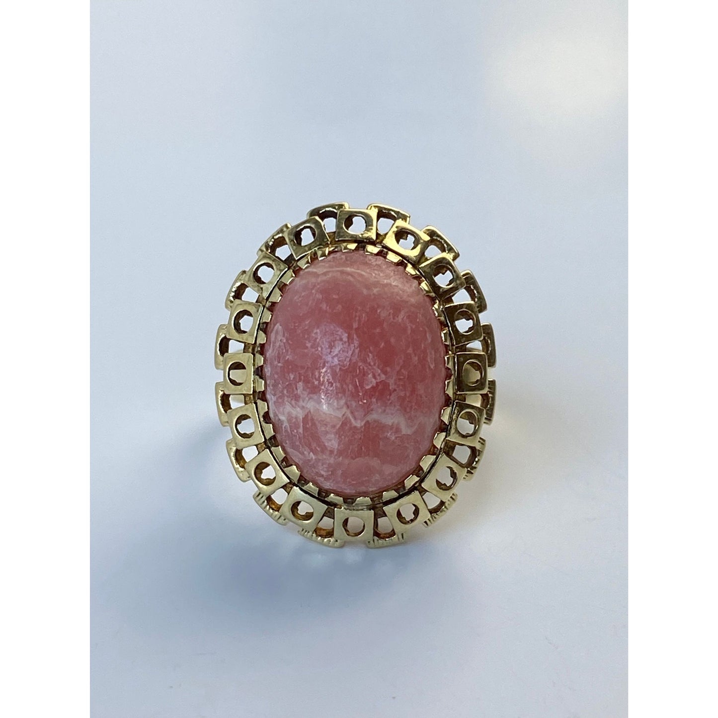 Vintage Solid 14k Yellow Gold Rhodolite Cocktail Ring - Size 7.75