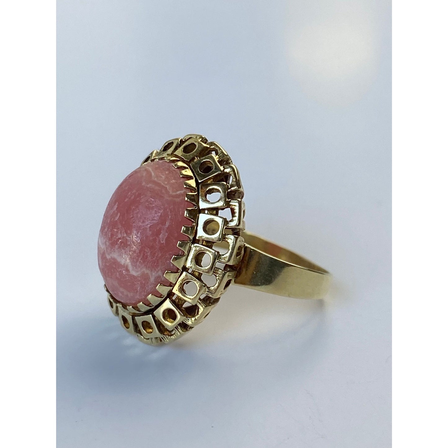 Vintage Solid 14k Yellow Gold Rhodolite Cocktail Ring - Size 7.75