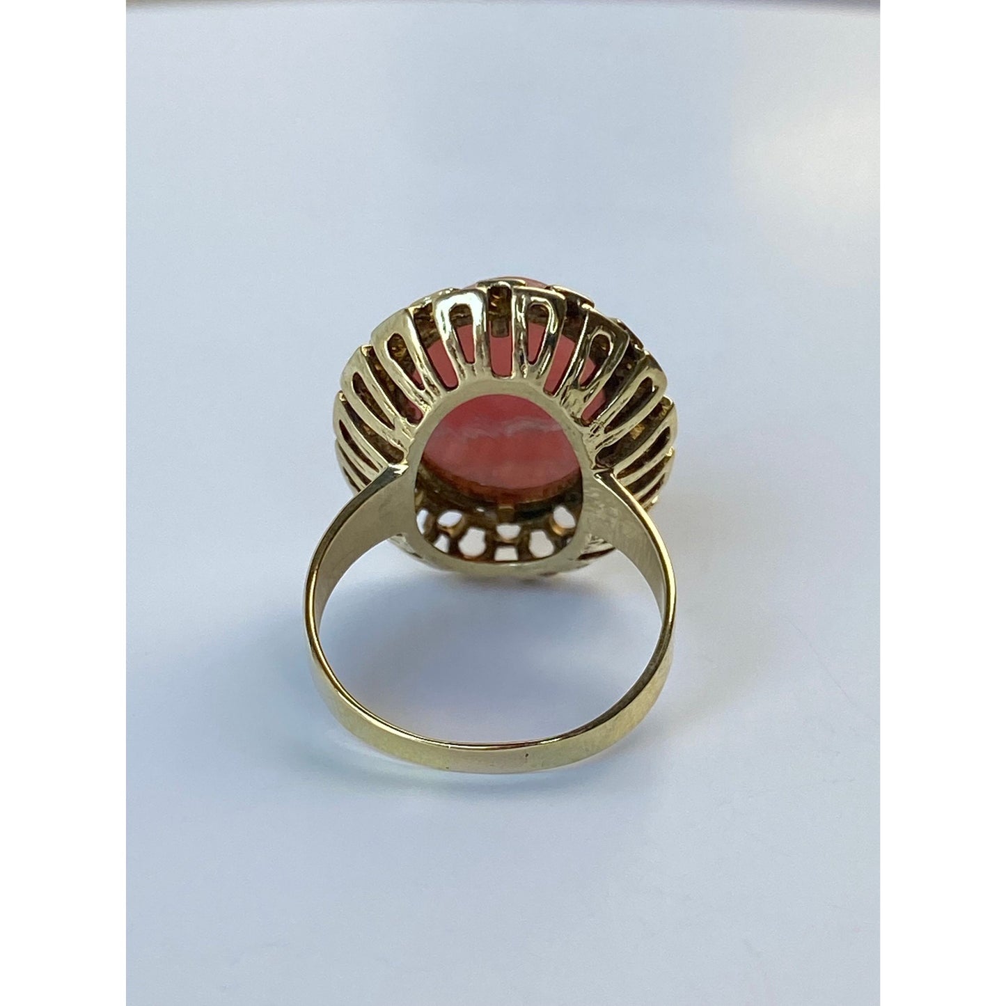 Vintage Solid 14k Yellow Gold Rhodolite Cocktail Ring - Size 7.75
