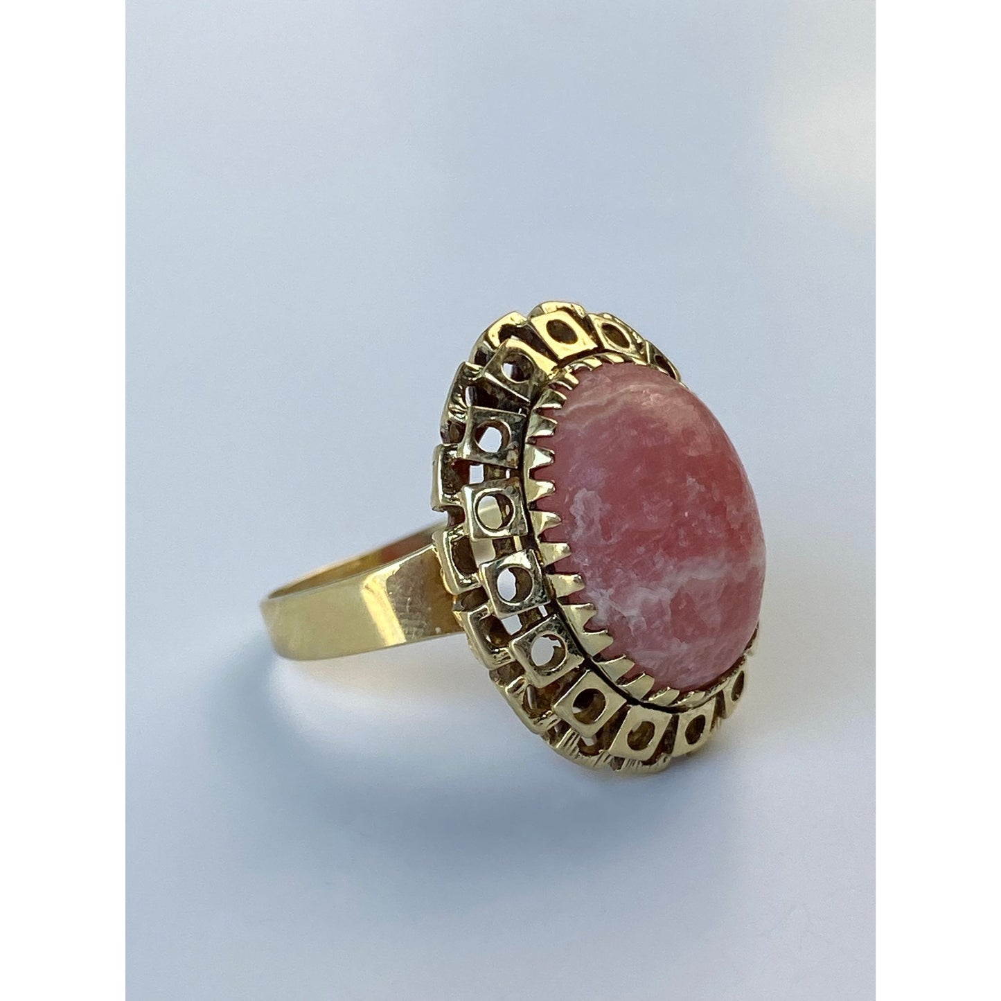 Vintage Solid 14k Yellow Gold Rhodolite Cocktail Ring - Size 7.75