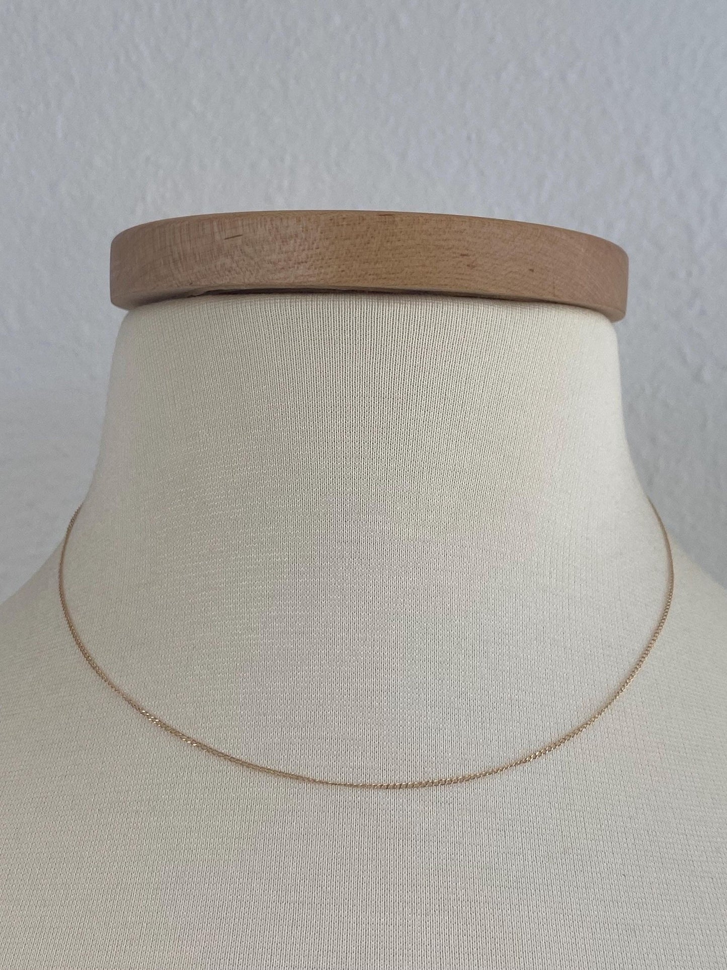 Vintage Solid 14k Yellow Gold Dainty Curb Chain Necklace - 16.5 inches