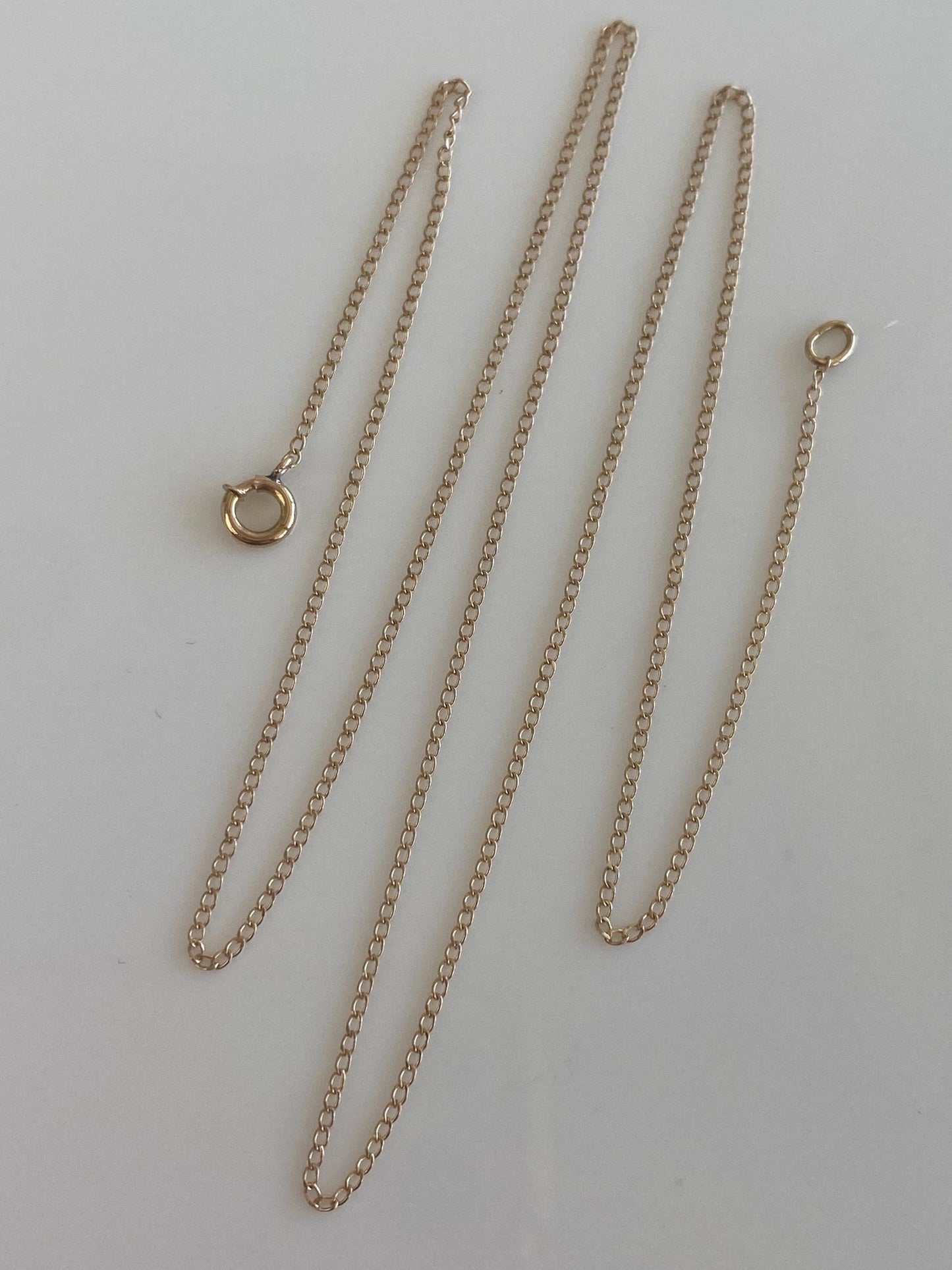 Vintage Solid 14k Yellow Gold Dainty Curb Chain Necklace - 16.5 inches