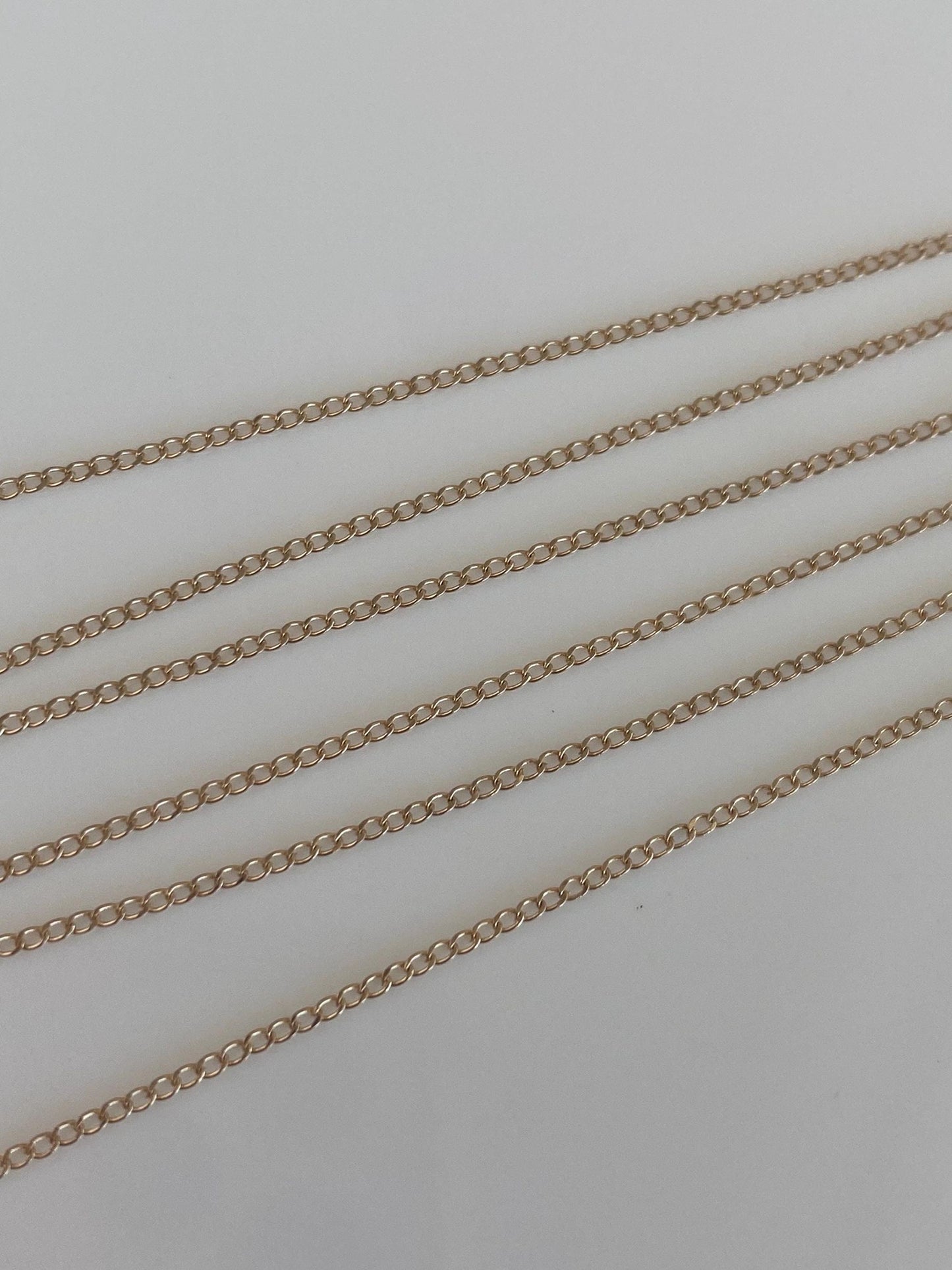 Vintage Solid 14k Yellow Gold Dainty Curb Chain Necklace - 16.5 inches