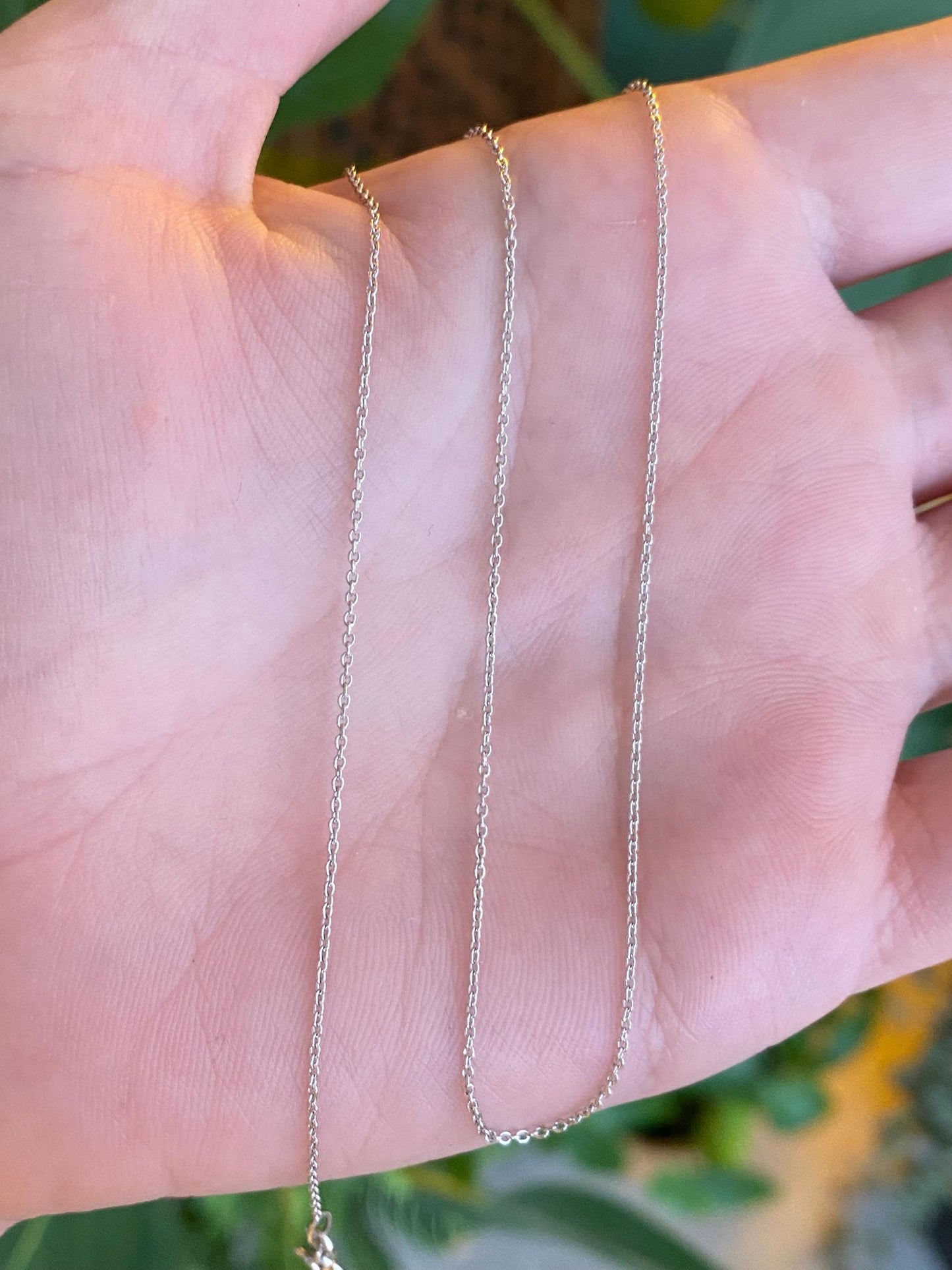 Vintage Solid 14k White Gold Dainty Cable Chain Necklace - 16 inches
