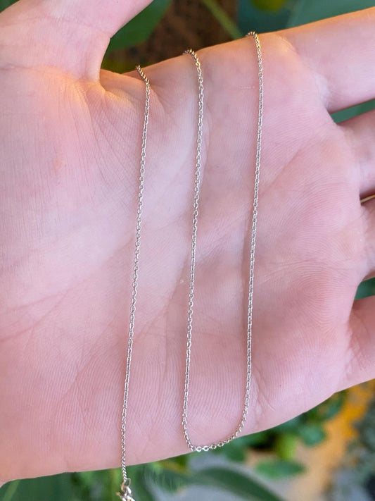 Vintage Solid 14k White Gold Dainty Cable Chain Necklace - 16 inches