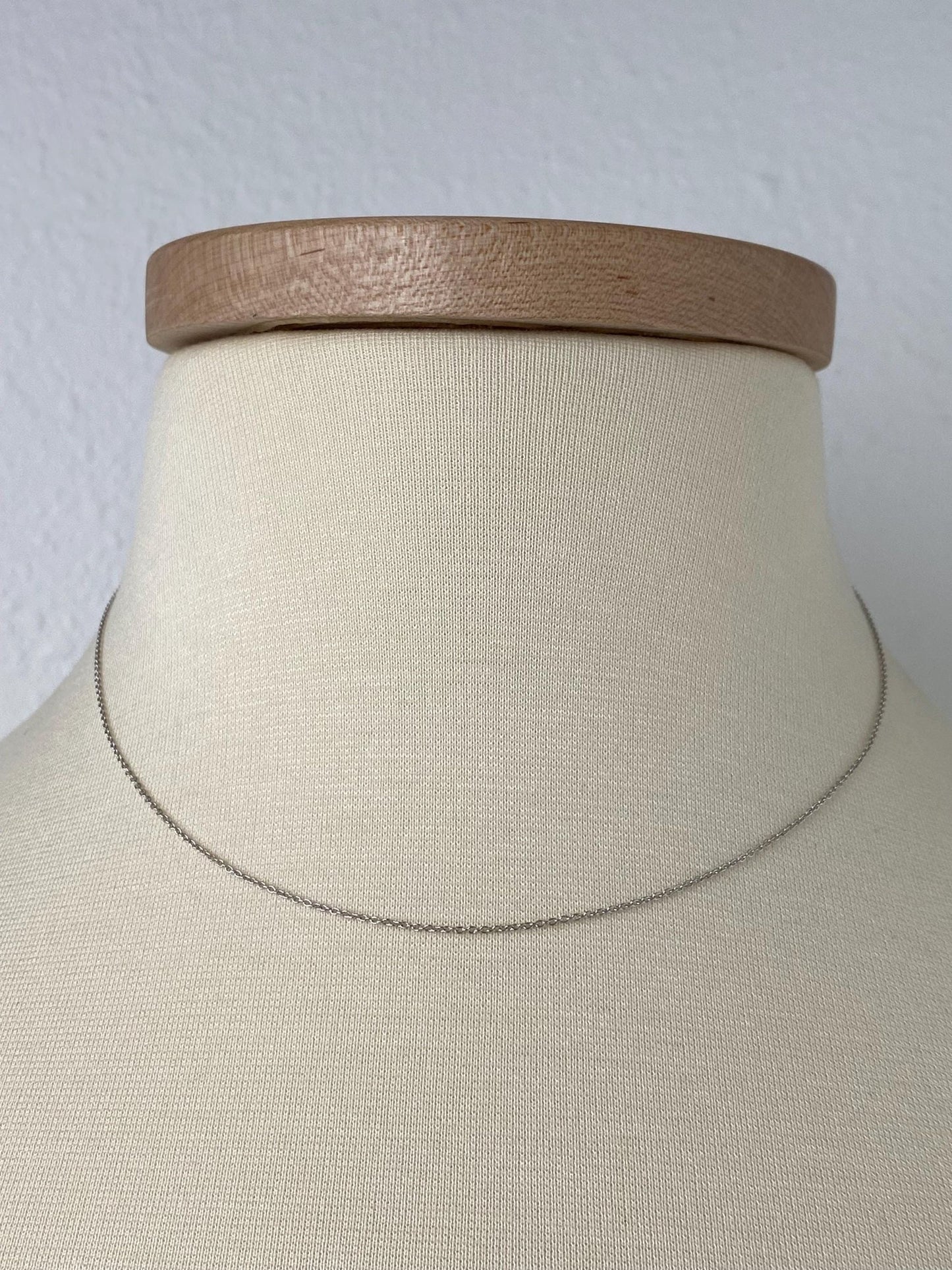 Vintage Solid 14k White Gold Dainty Cable Chain Necklace - 16 inches