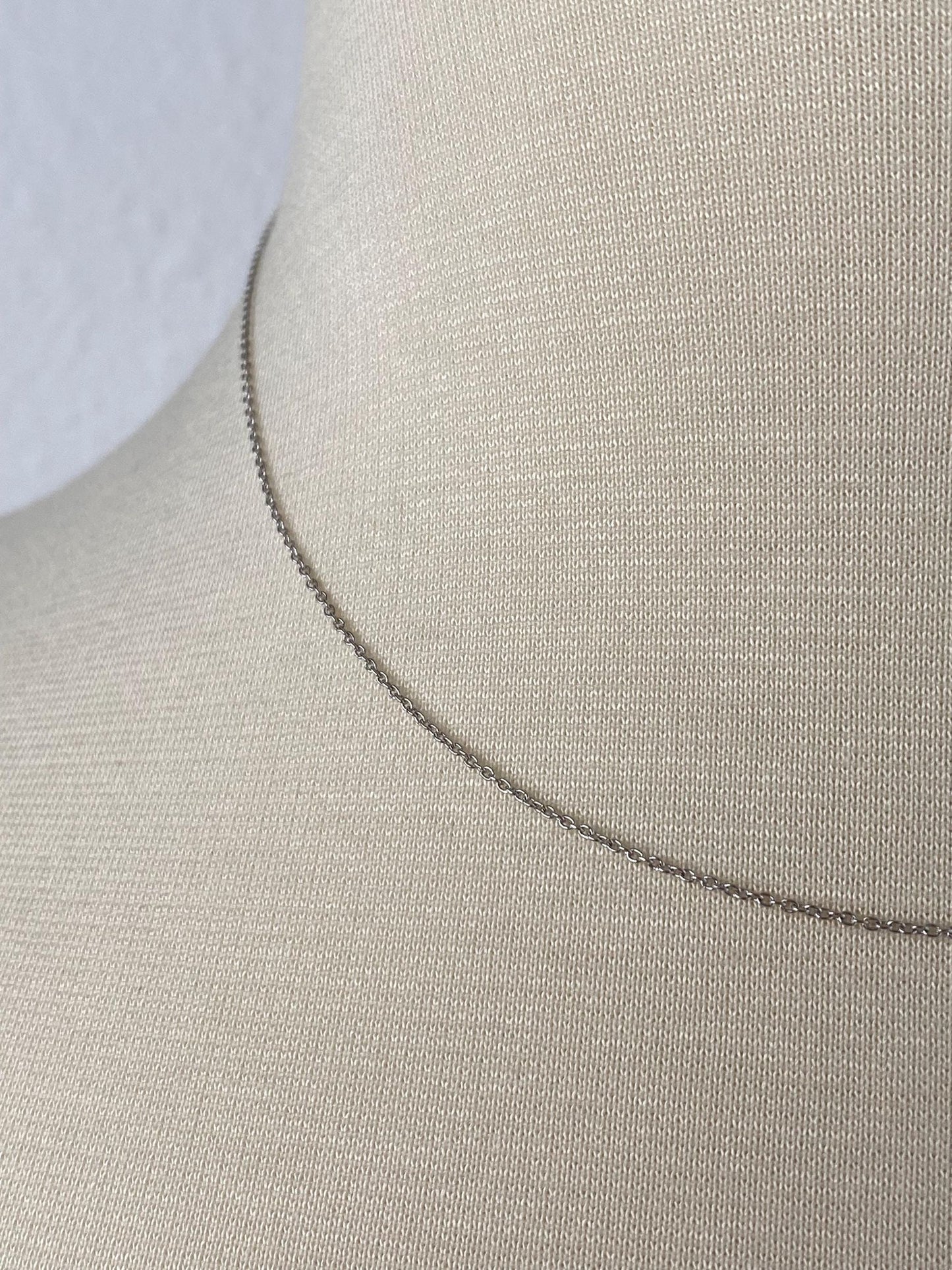 Vintage Solid 14k White Gold Dainty Cable Chain Necklace - 16 inches