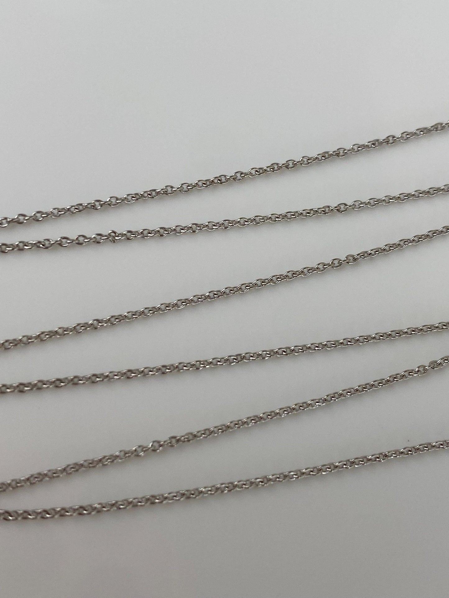Vintage Solid 14k White Gold Dainty Cable Chain Necklace - 16 inches