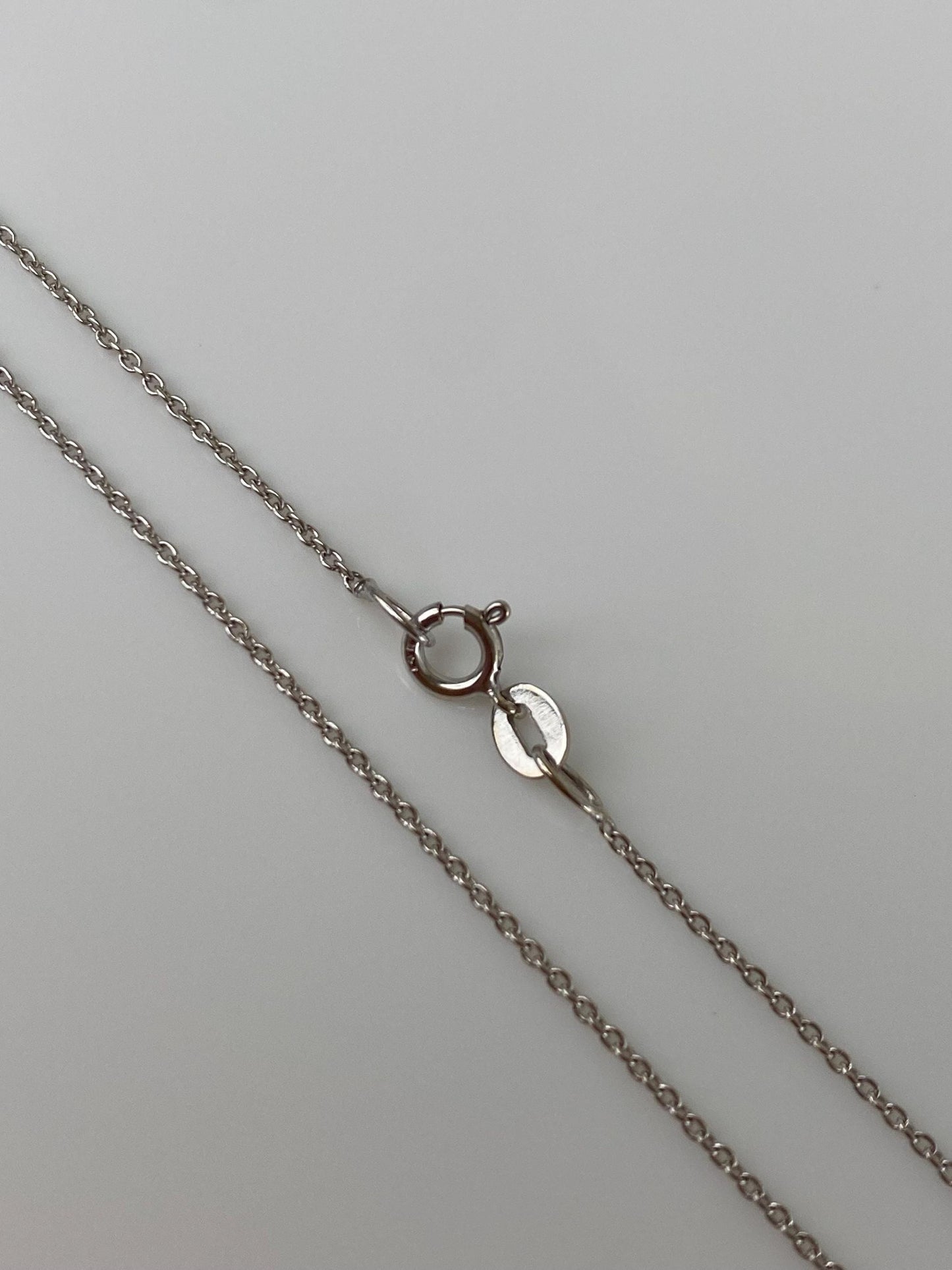Vintage Solid 14k White Gold Dainty Cable Chain Necklace - 16 inches
