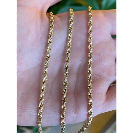 Vintage Solid 14k Yellow Gold Rope Chain Necklace - 24 inches