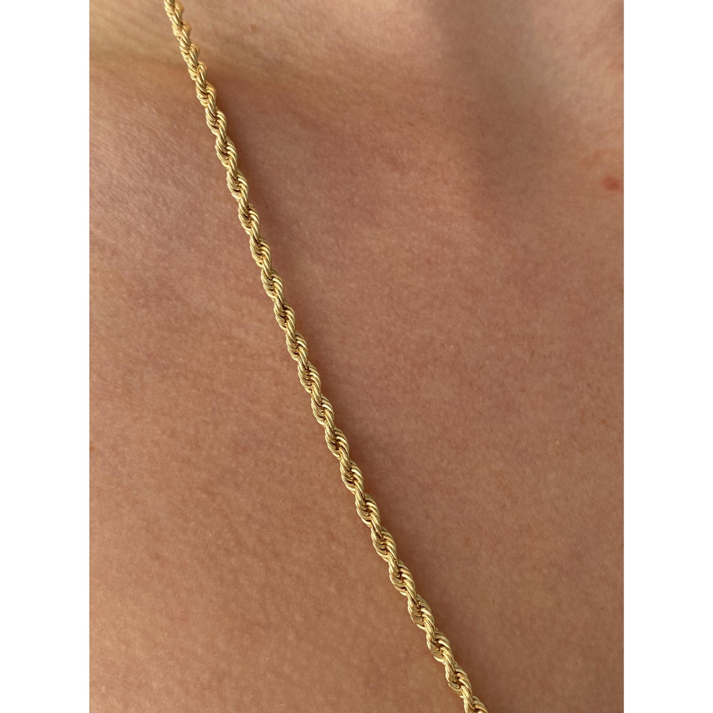 Vintage Solid 14k Yellow Gold Rope Chain Necklace - 24 inches