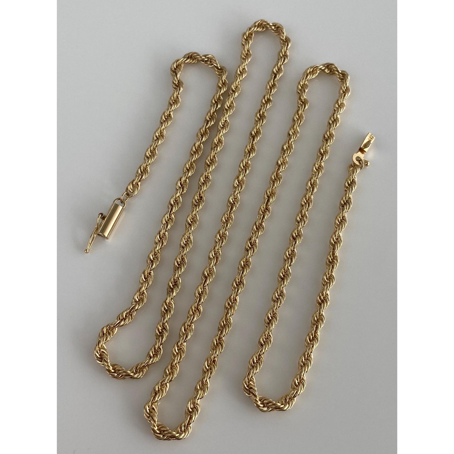 Vintage Solid 14k Yellow Gold Rope Chain Necklace - 24 inches