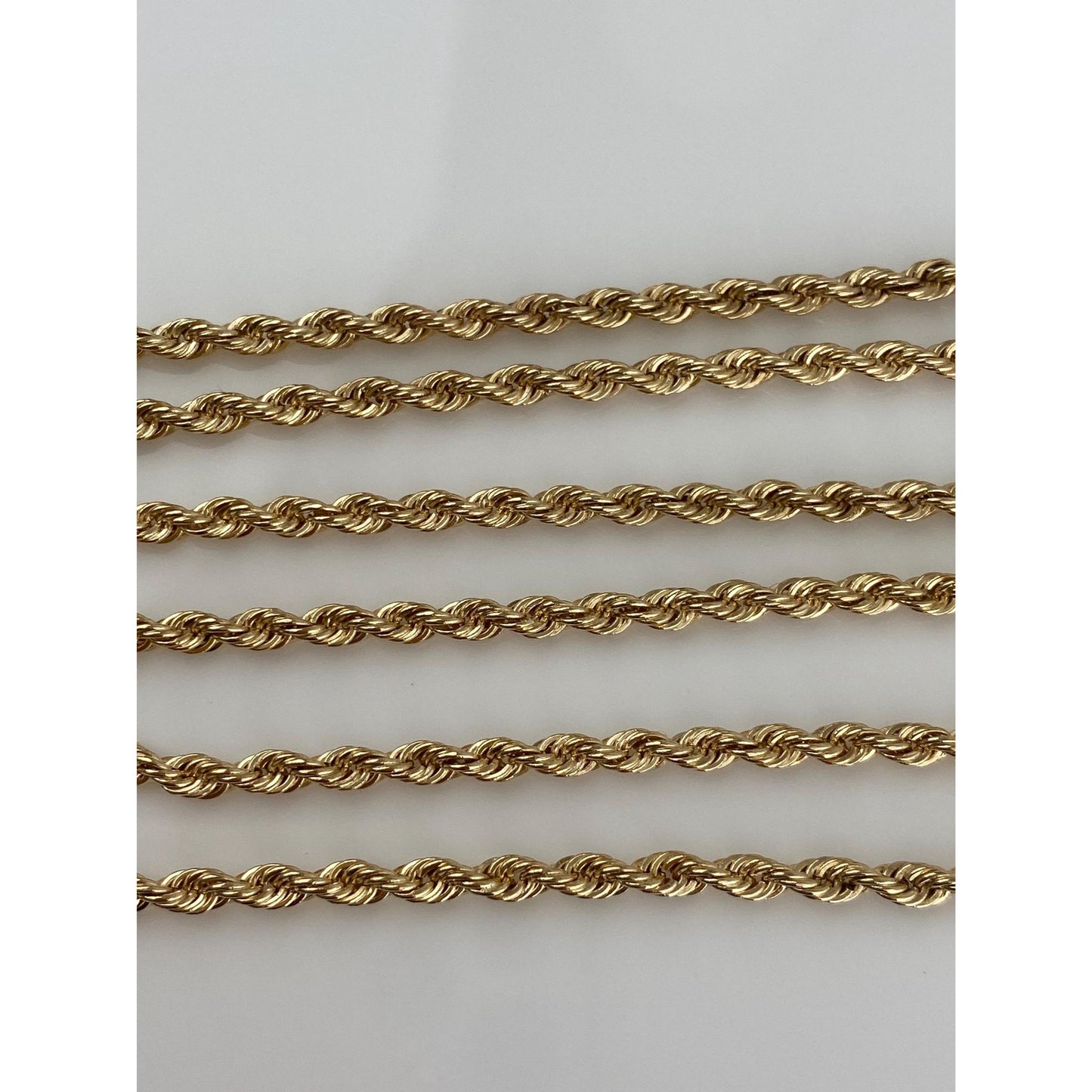 Vintage Solid 14k Yellow Gold Rope Chain Necklace - 24 inches
