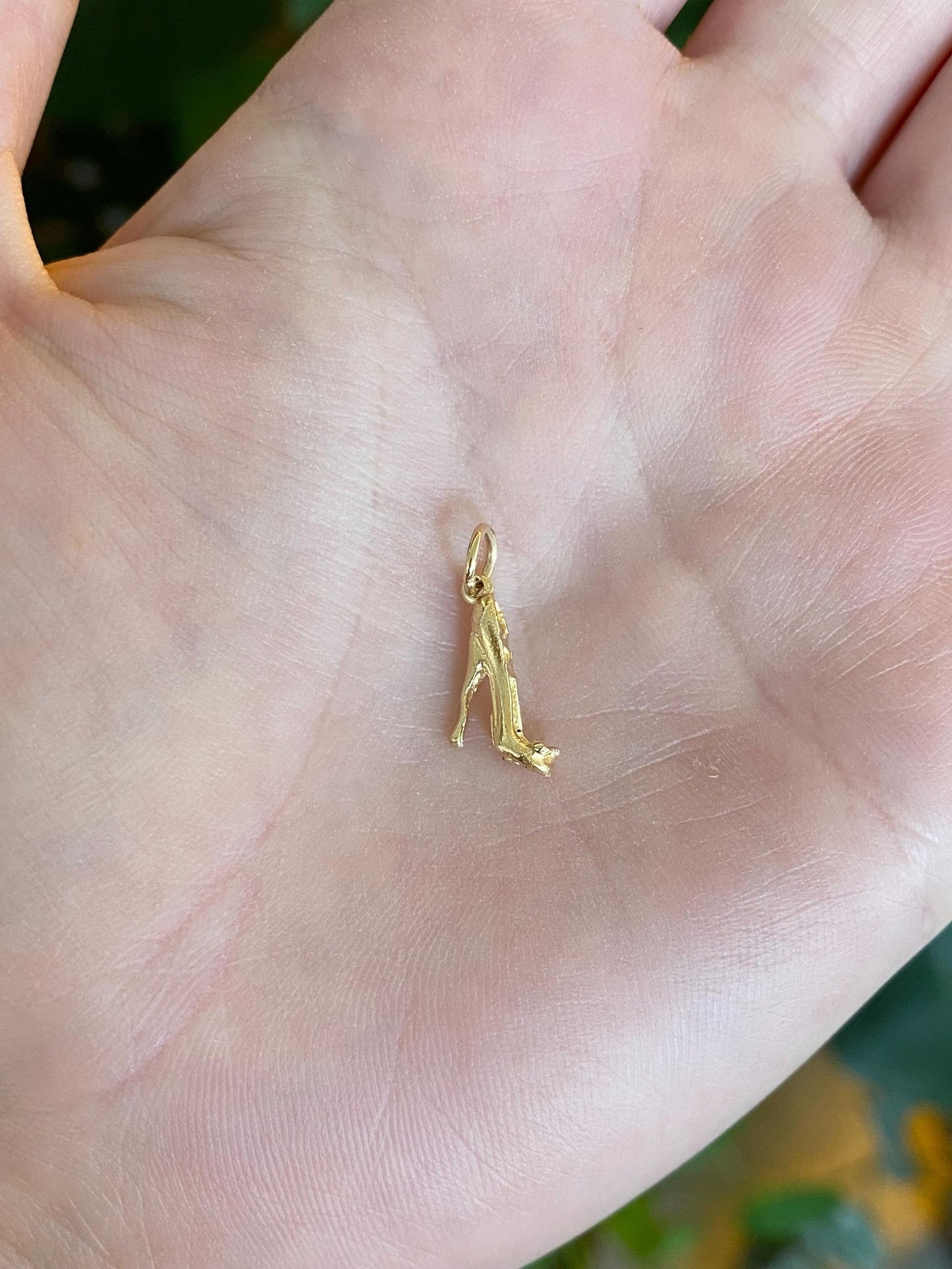 Vintage Solid 14k Yellow Gold Diamond Cut High Heel Charm