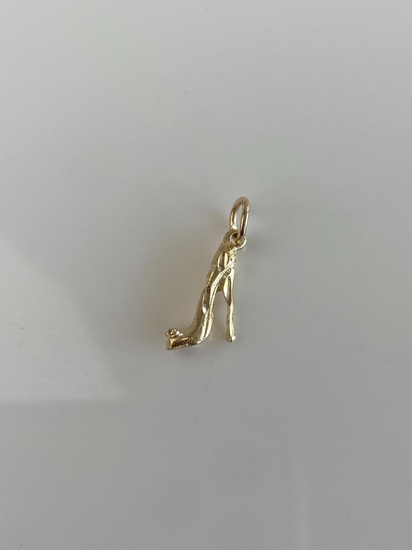 Vintage Solid 14k Yellow Gold Diamond Cut High Heel Charm