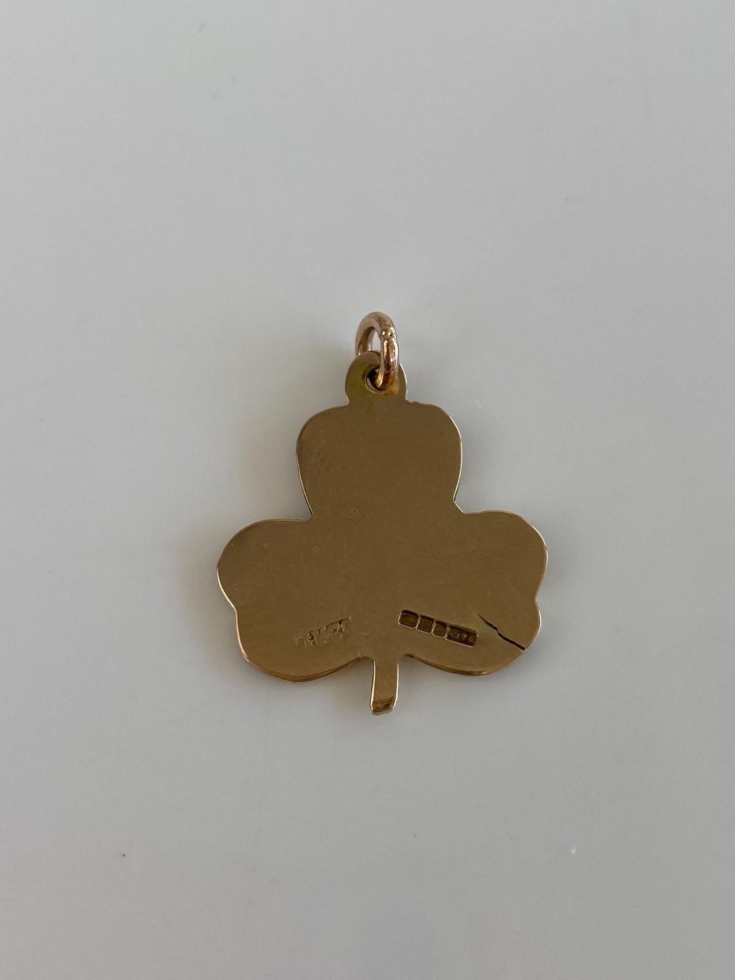 Vintage Solid 9k Yellow Gold Shamrock Clover Charm