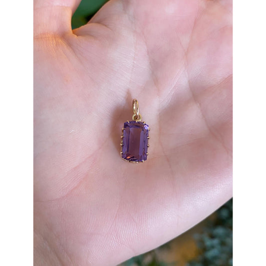Vintage Solid 14k Rosey Gold Amethyst Charm